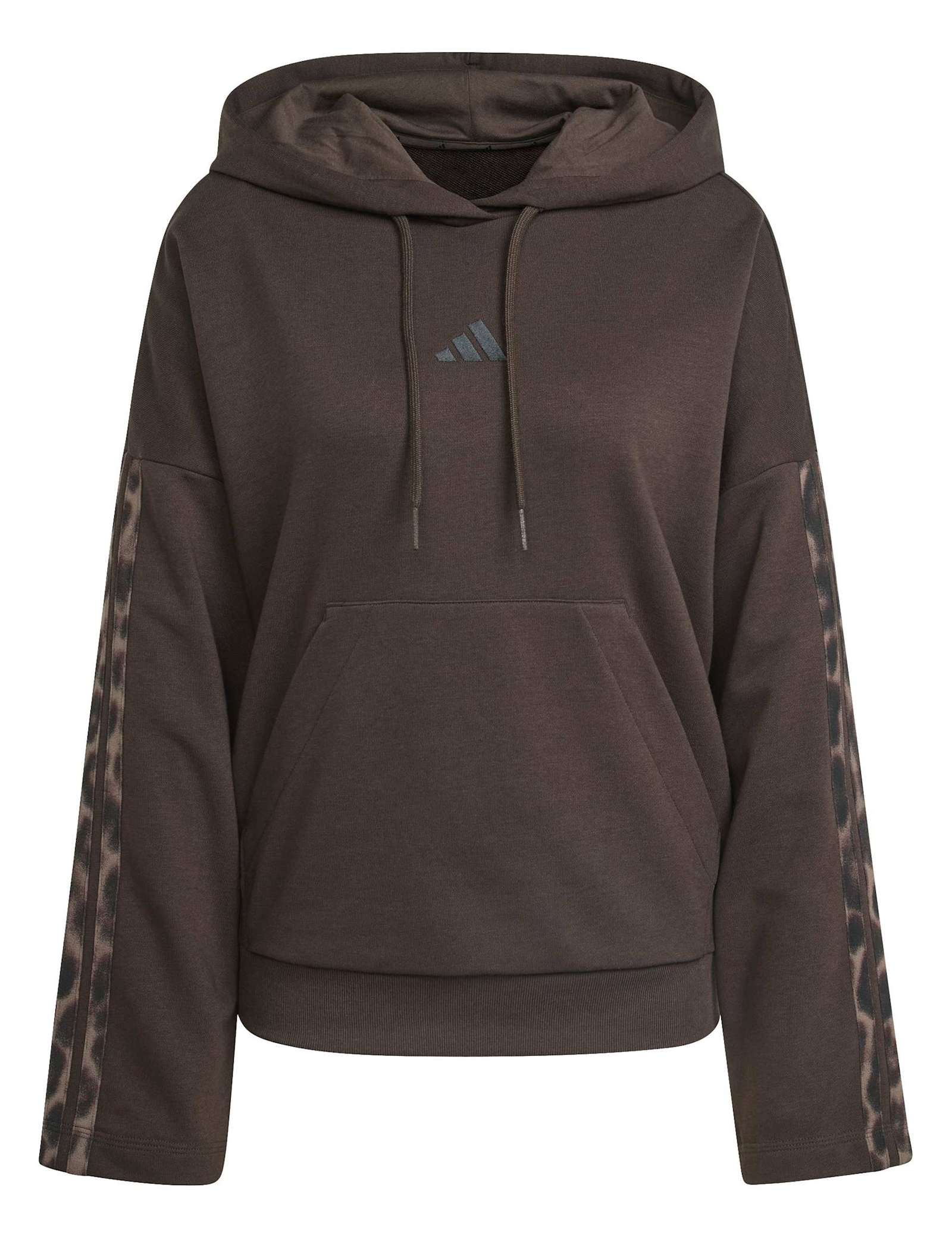 Leopard Print Sleeve Terry Relaxed Hoodie - image 1
