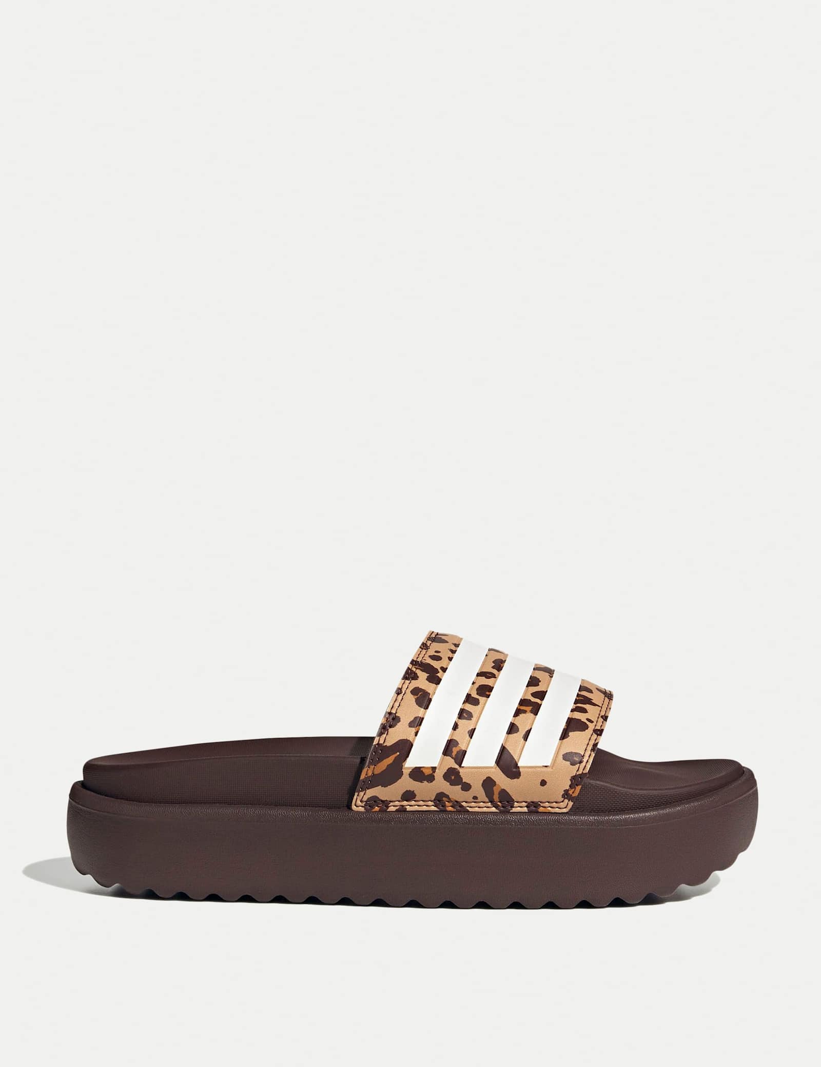 Adilette Leopard Print Flatform Sliders - image 1