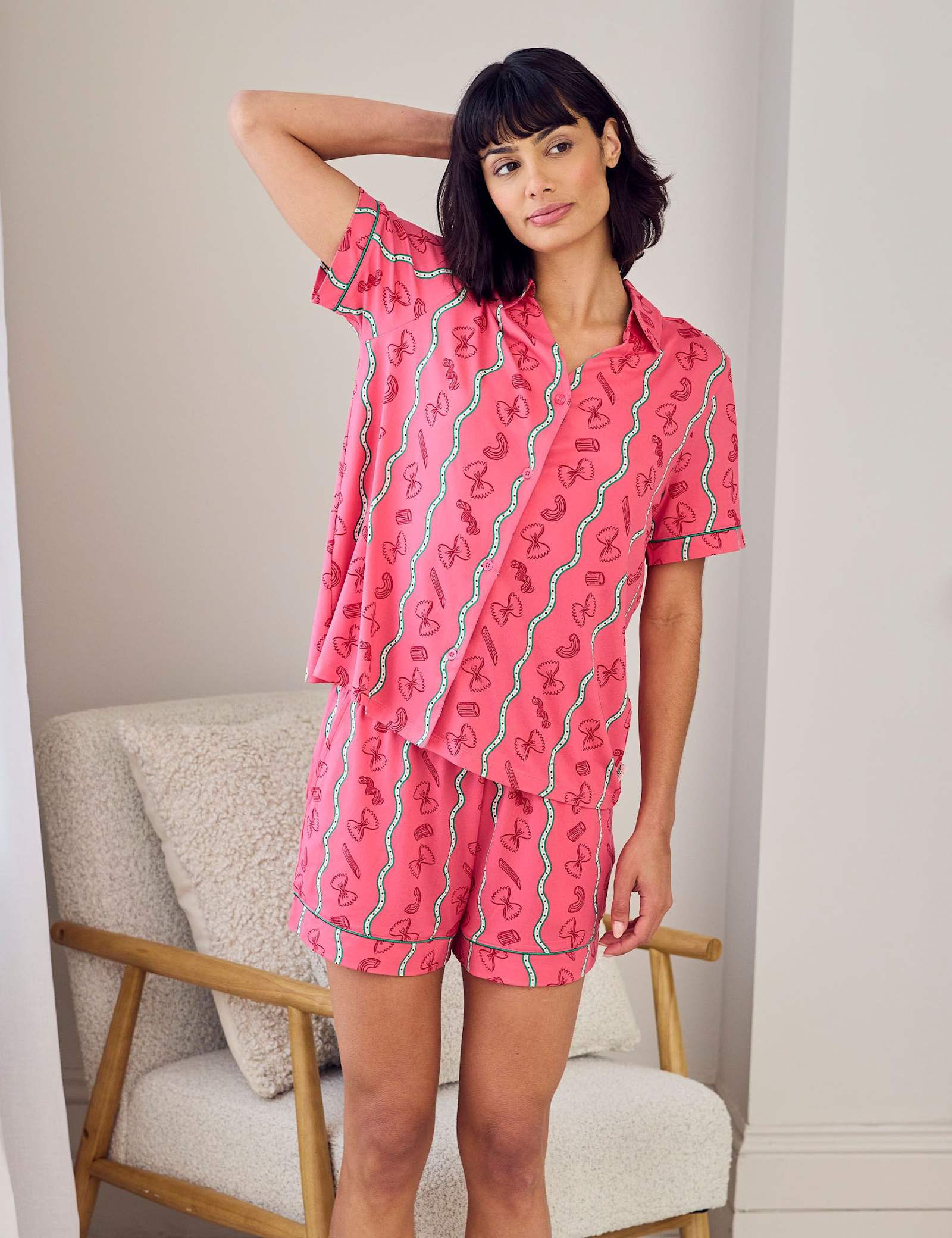 Pasta Print Shortie Pyjama Set - image 1