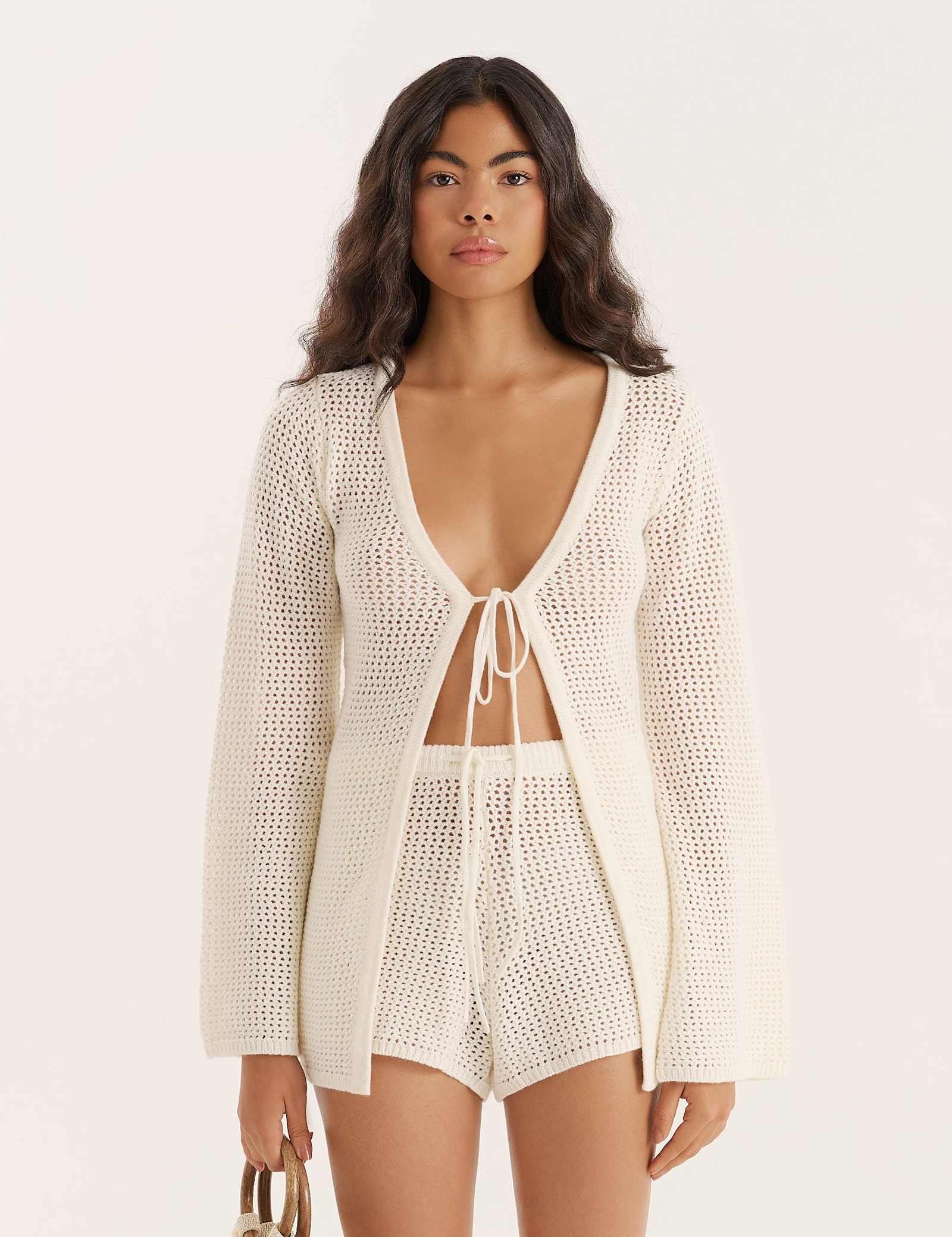 Cotton Blend Open Knit Beach Shorts - image 3
