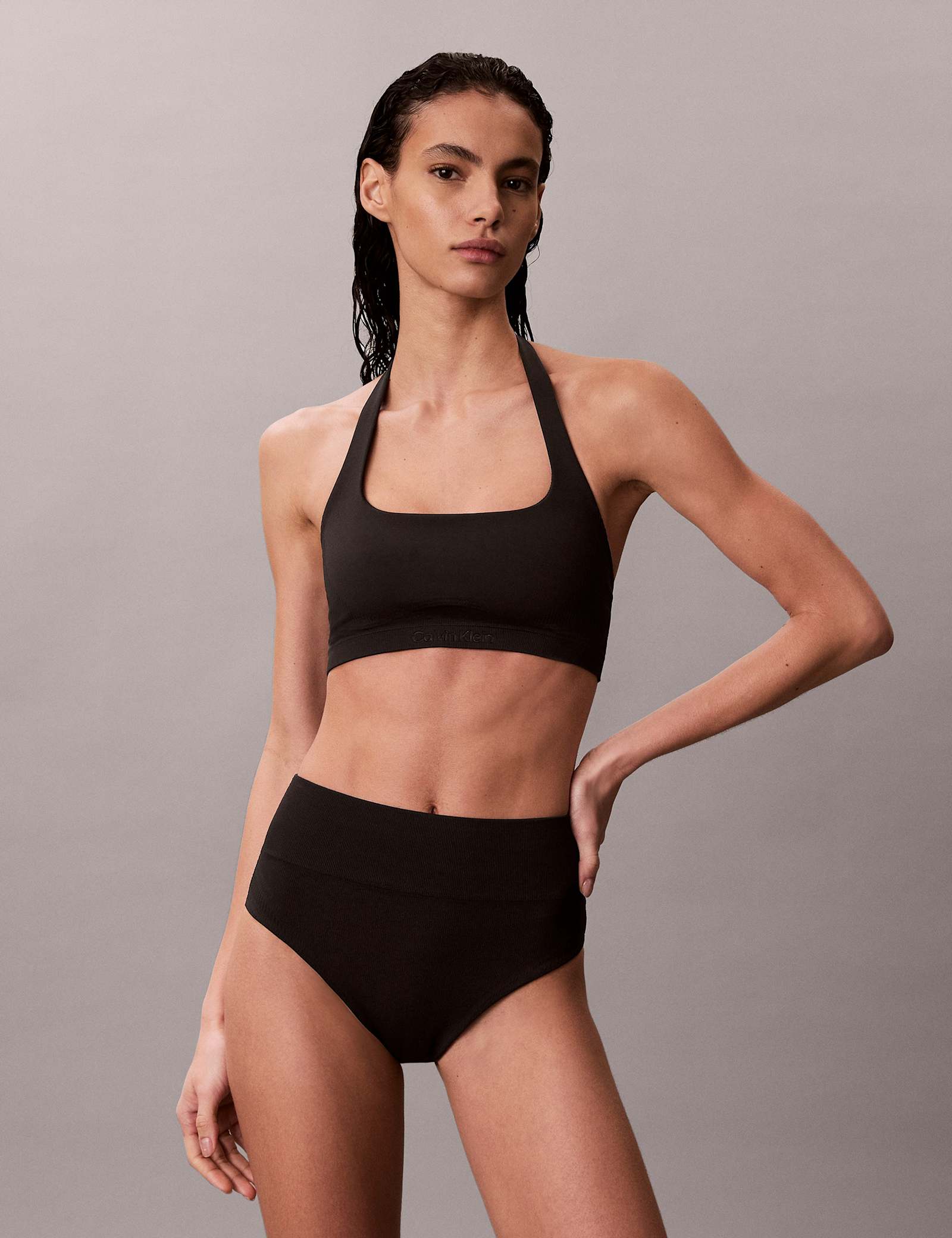 Shaping Square Neck Halterneck Bikini Top - image 1