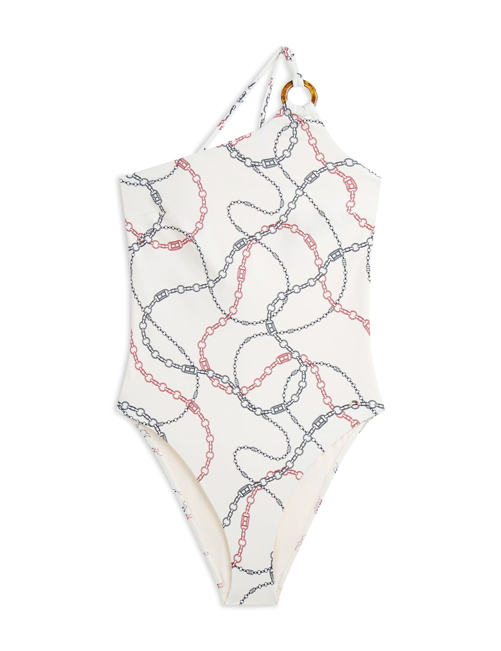 Elevated Chain Print One Shoulder Swimsuit - image 1