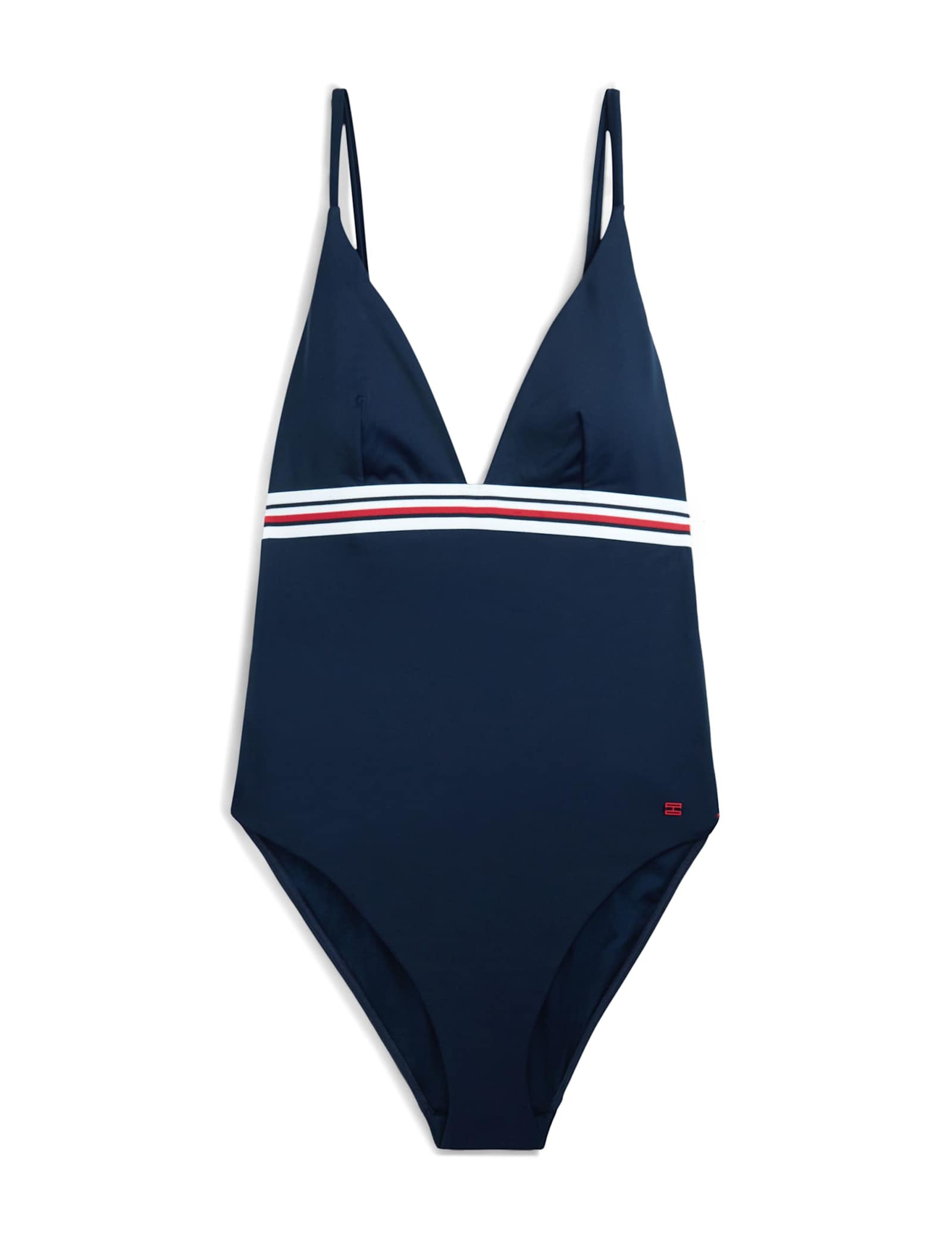 Striped V-Neck Triangle Swimsuit - image 1