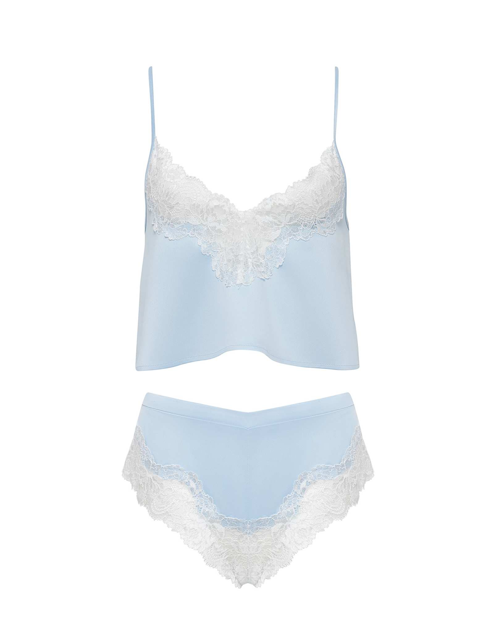 Isabella Satin Lace Trim Cami Shortie Set - image 1