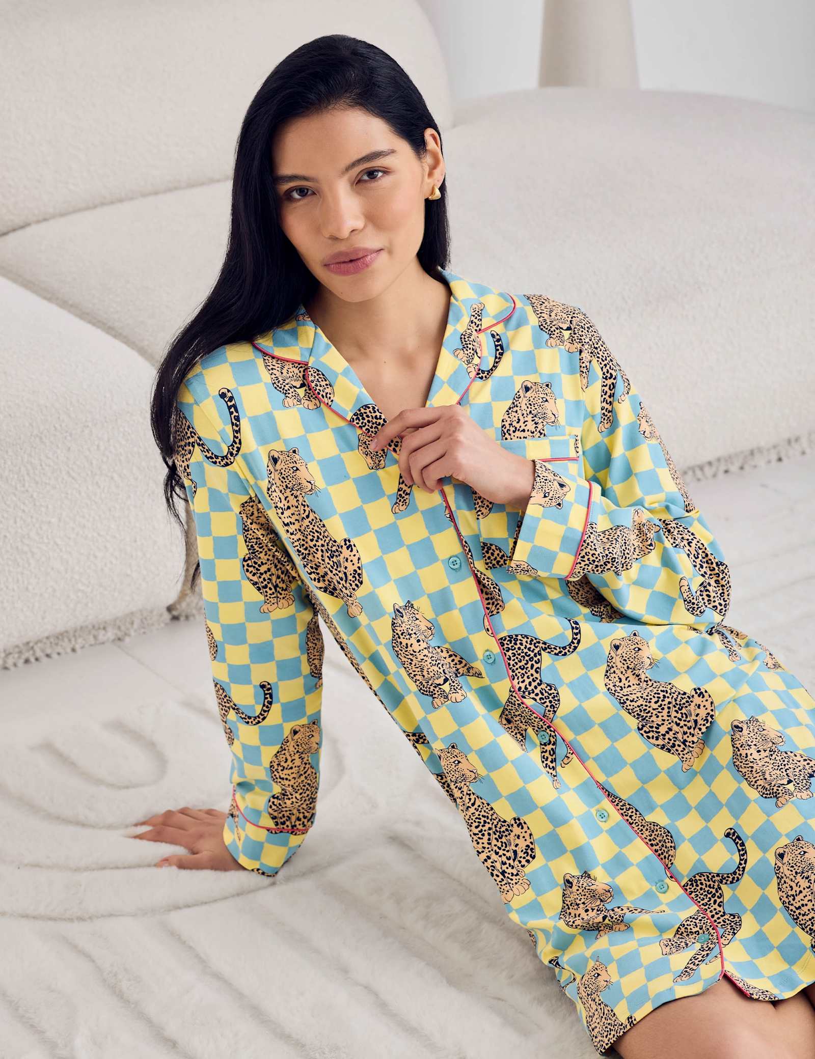Cotton Rich Checked Nightshirt - image 3