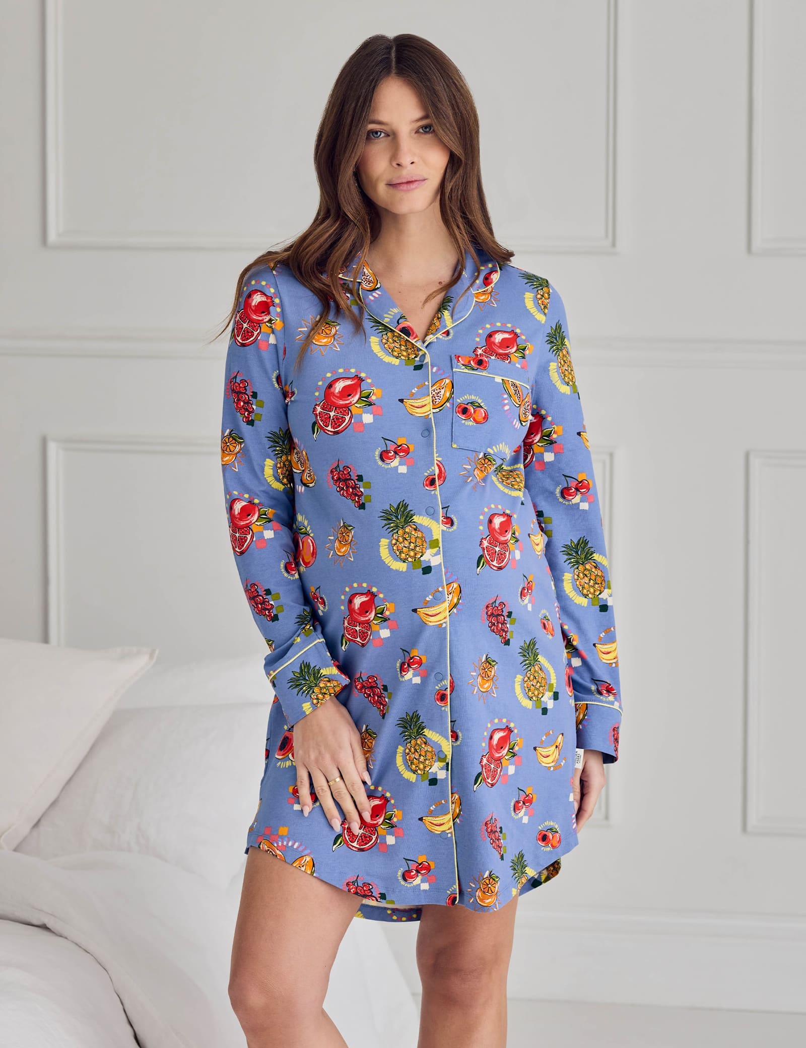 Maternity Jersey Fruit Print Nightshirt - image 1
