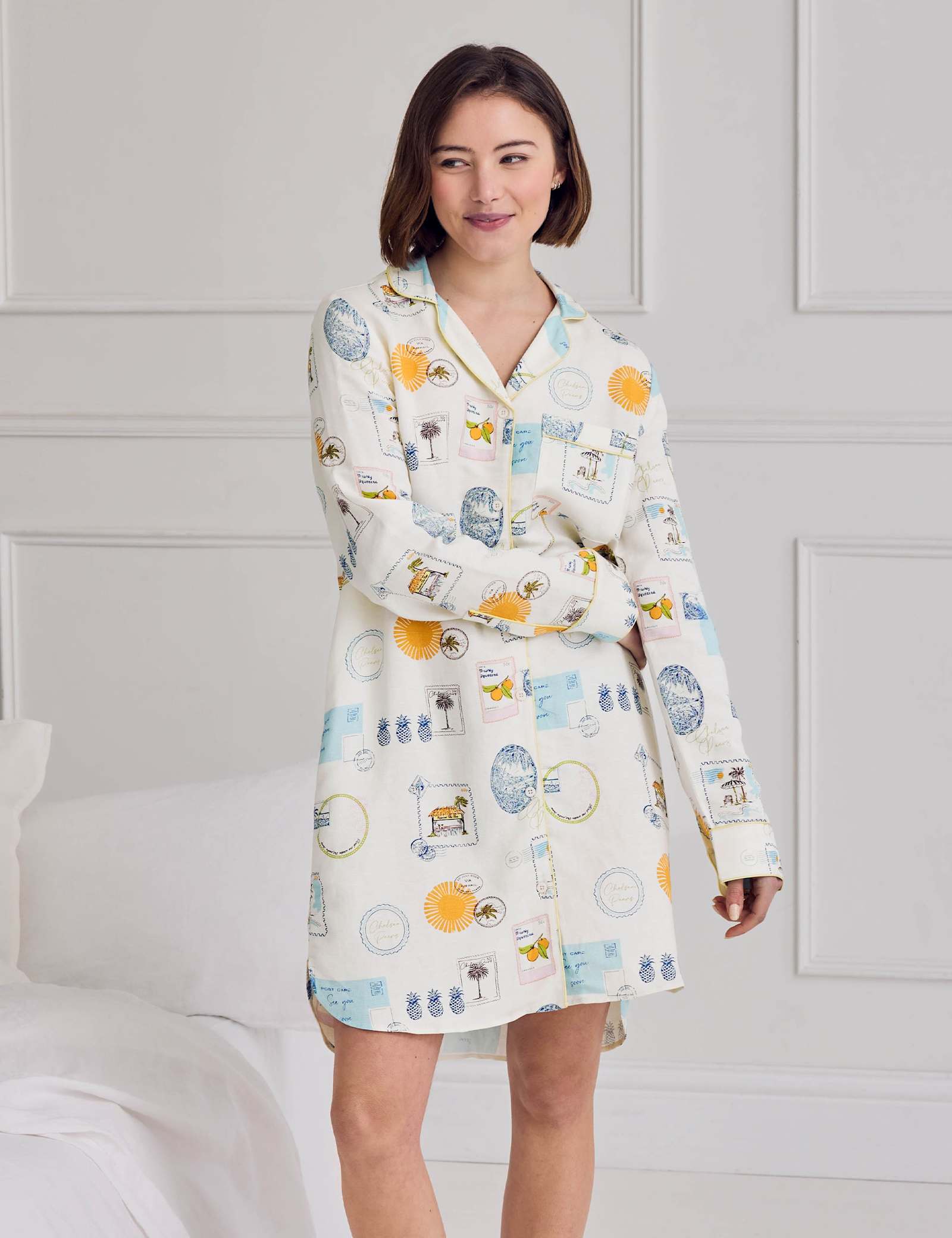 Linen Rich Holiday Print Nightshirt - image 1