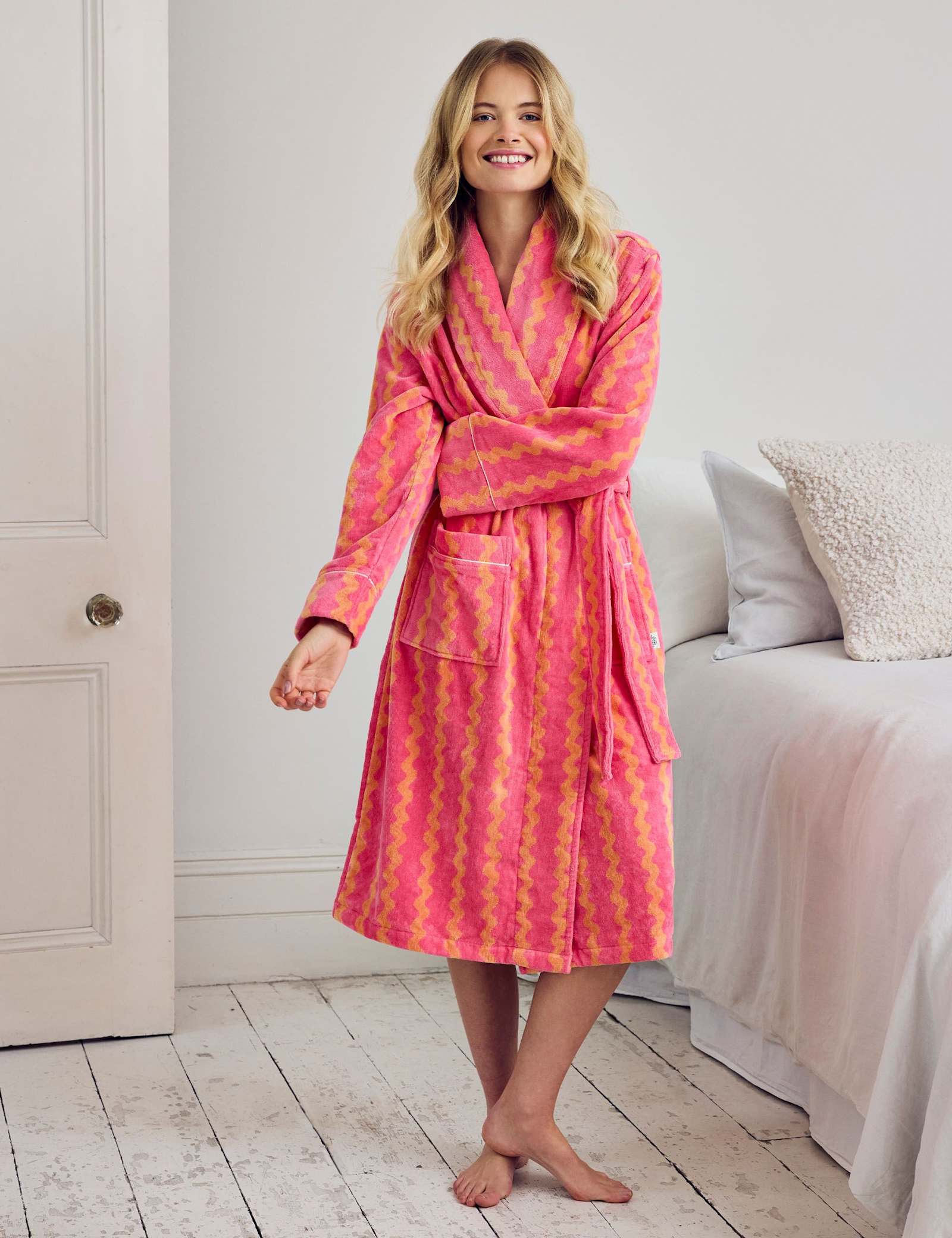 Pure Cotton Striped Towelling Dressing Gown - image 1
