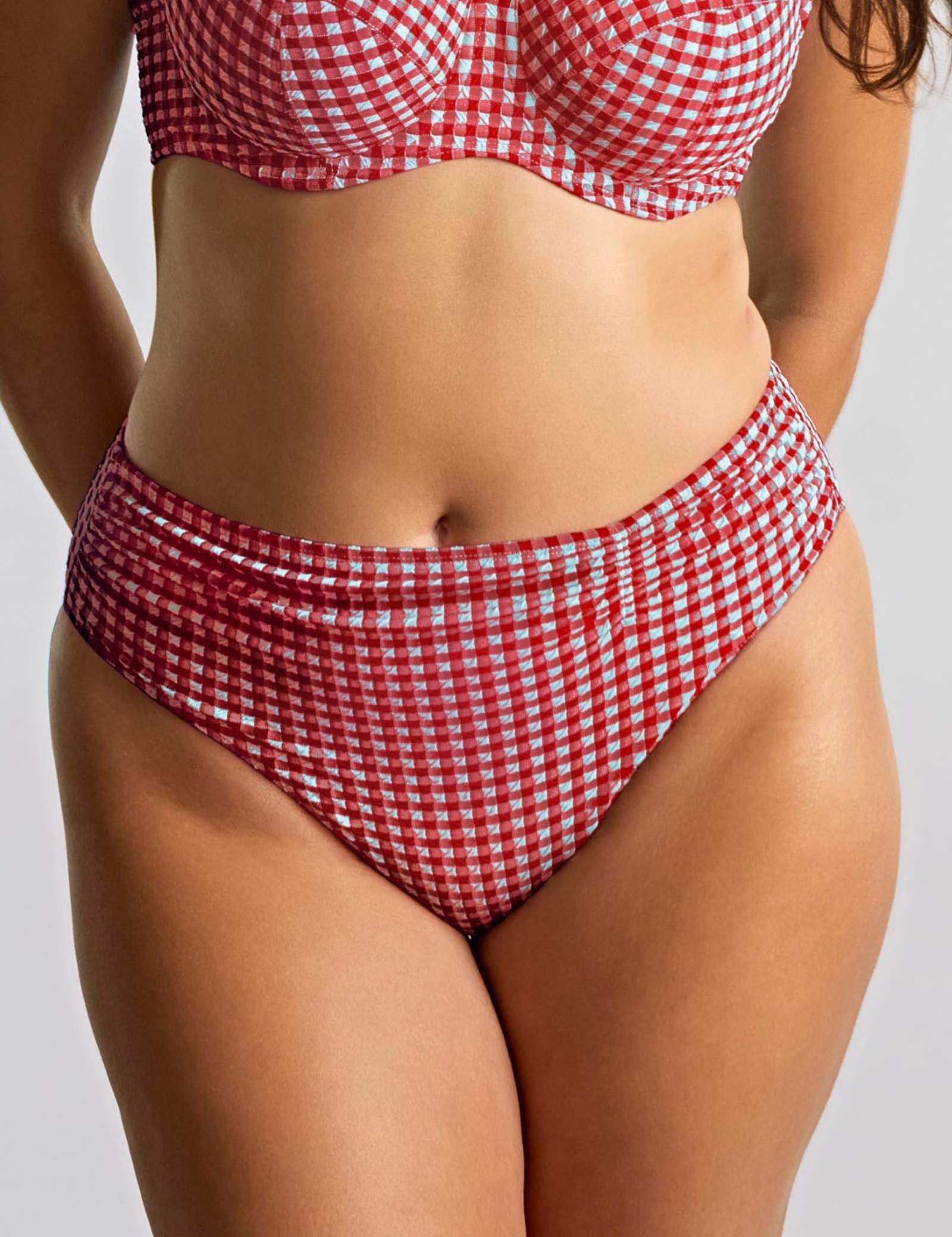 Gingham Textured Ruched Bikini Bottoms - image 2