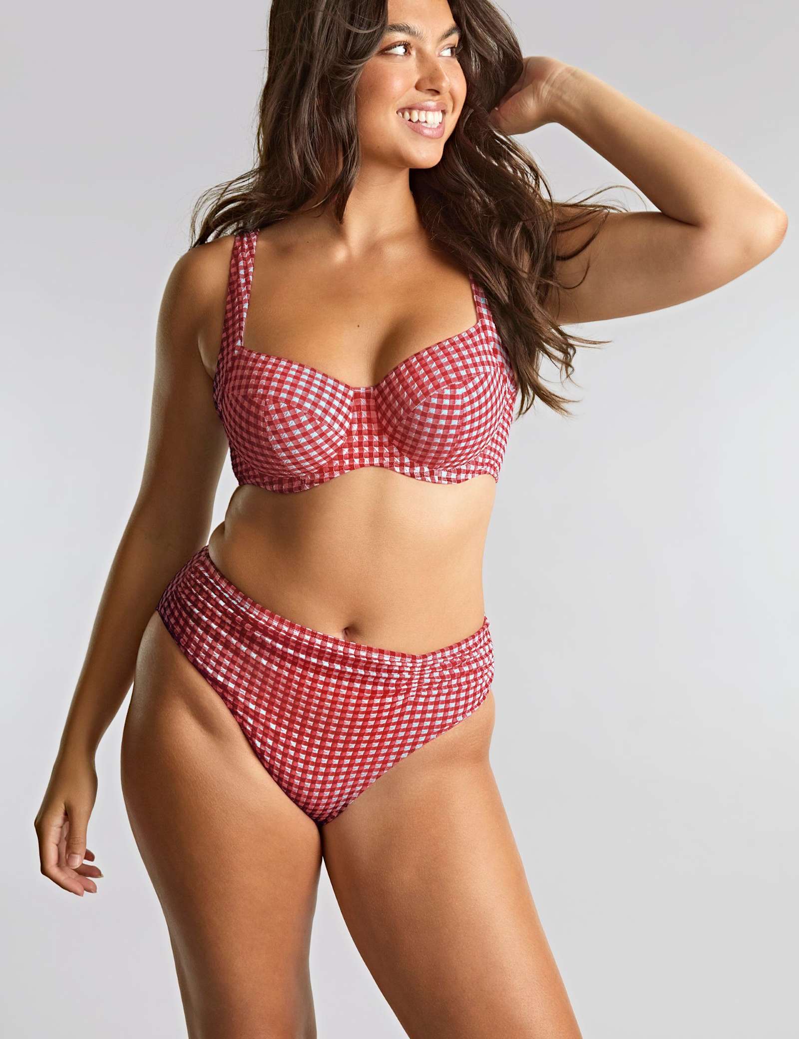 Gingham Textured Ruched Bikini Bottoms - image 4
