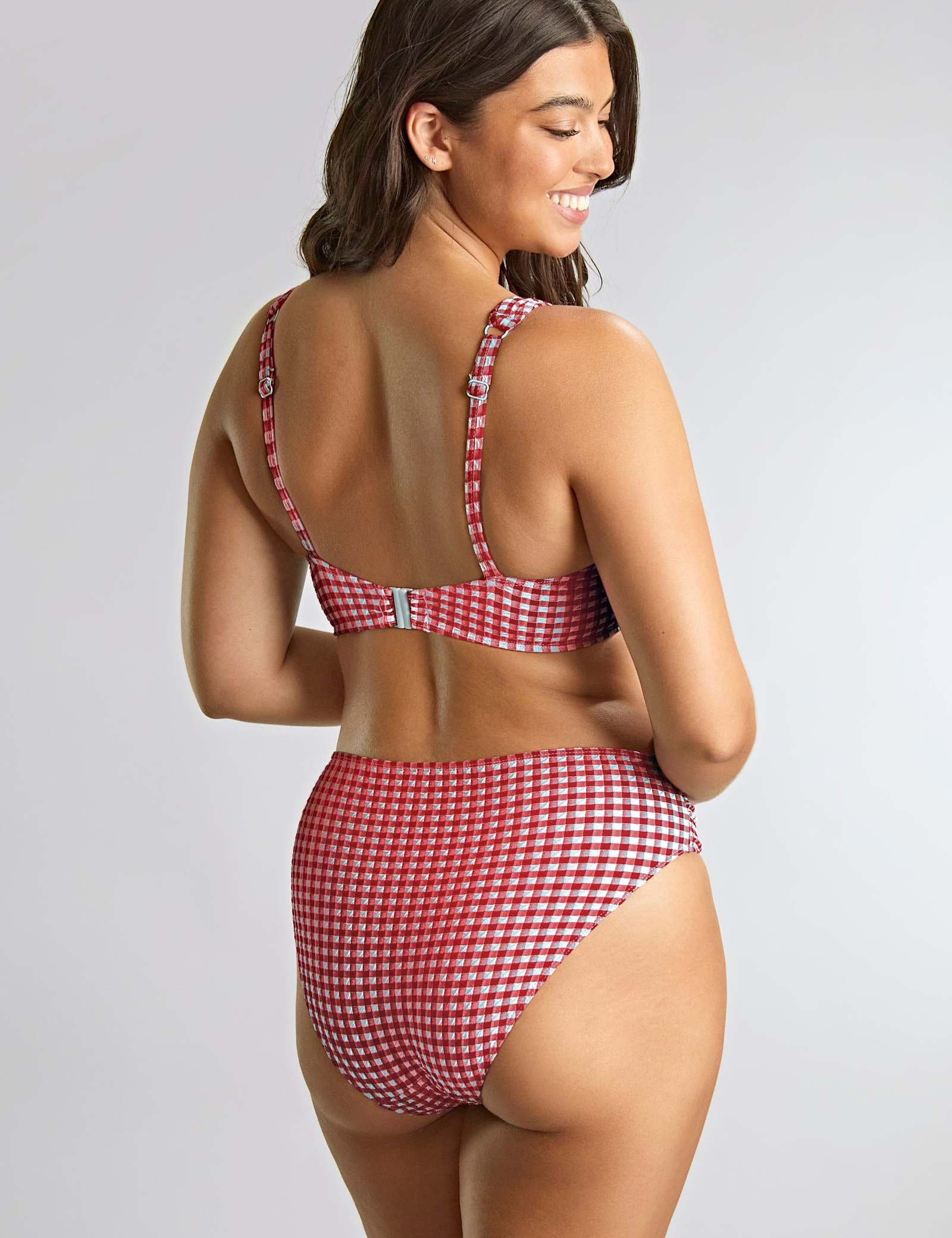 Gingham Textured Ruched Bikini Bottoms - image 3