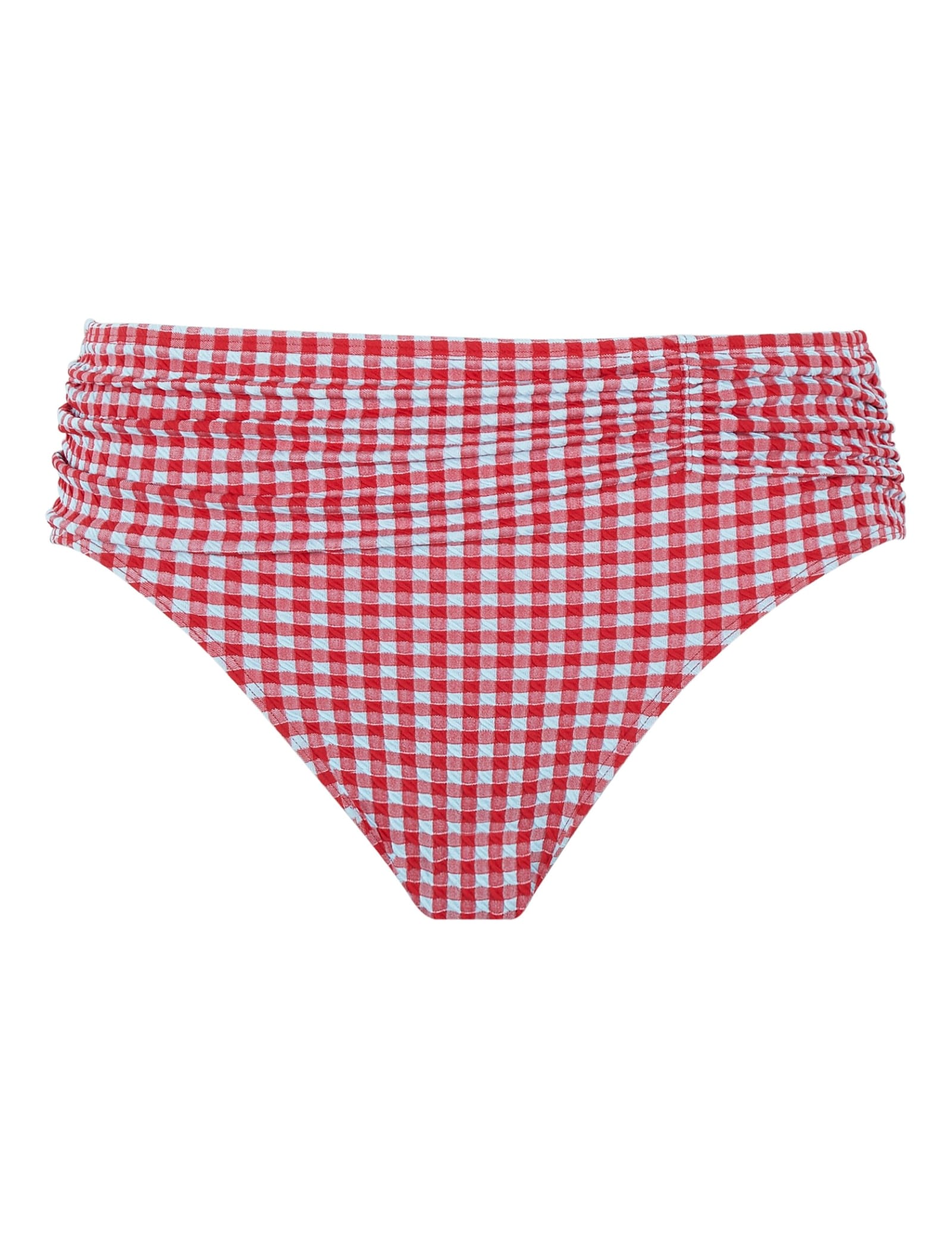 Gingham Textured Ruched Bikini Bottoms - image 1