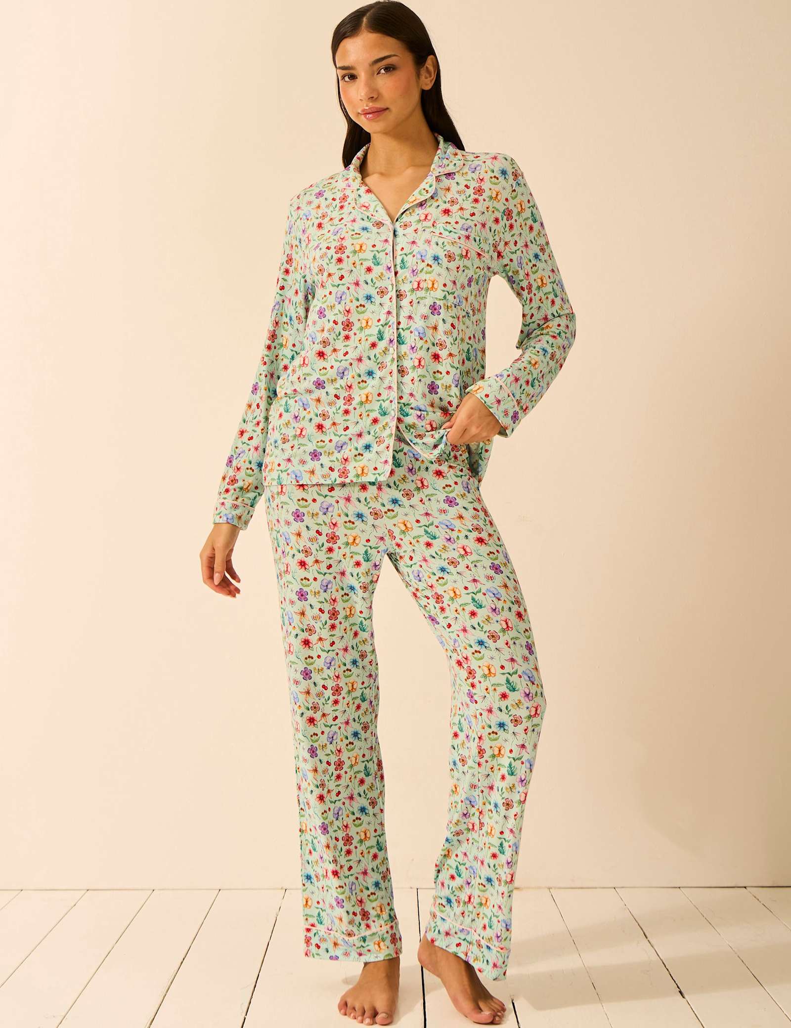 Modal Rich Floral Revere Pyjama Set - image 1