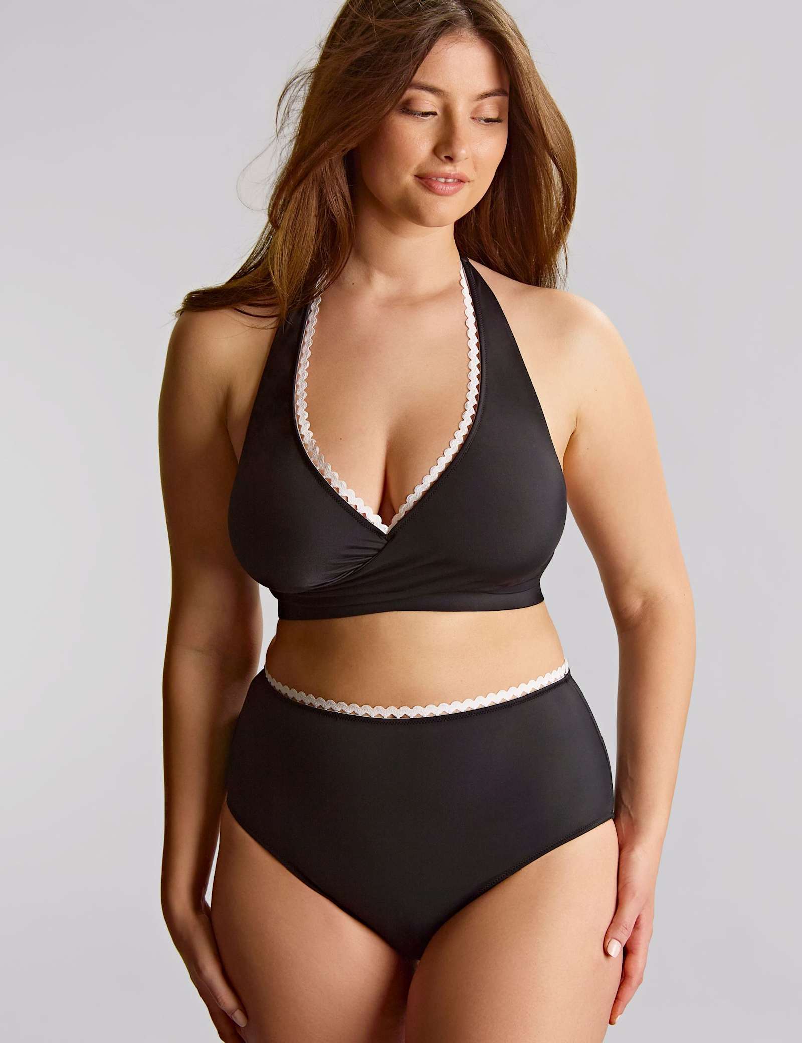 Ric Rac Trim Halterneck Plunge Bikini Top - image 3
