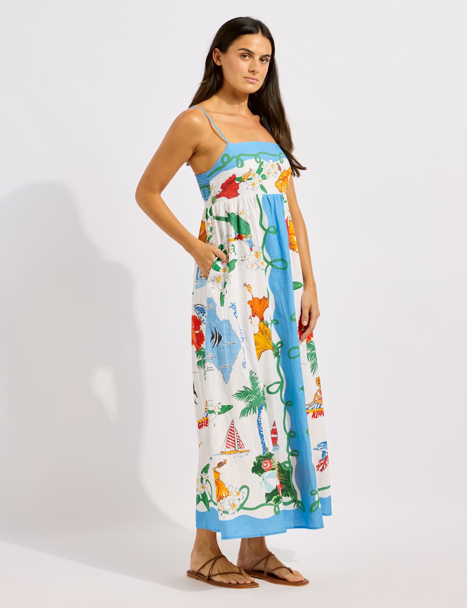 Viva Vacation Linen Rich Printed Maxi Dress - image 4