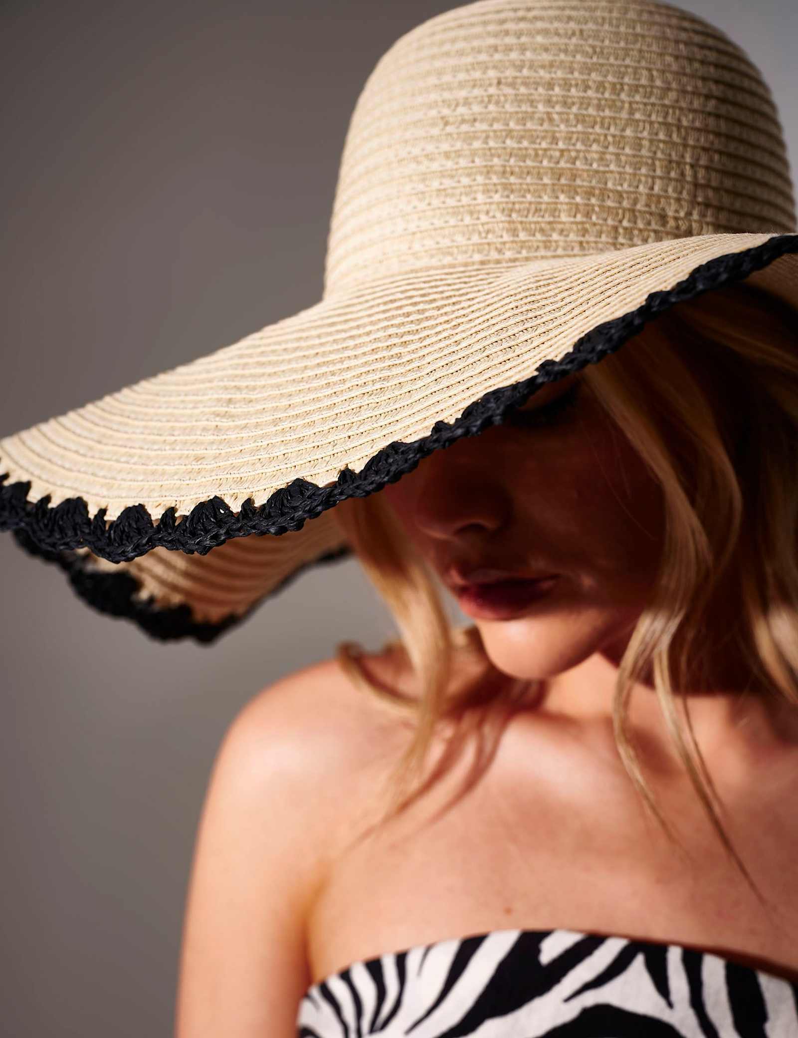 Straw Wide Brim Floppy Hat - image 2