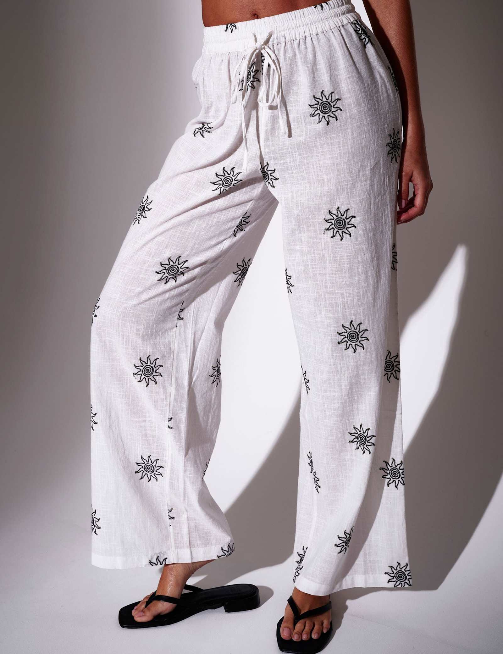 Pure Cotton Embroidered Wide Leg Trousers - image 5