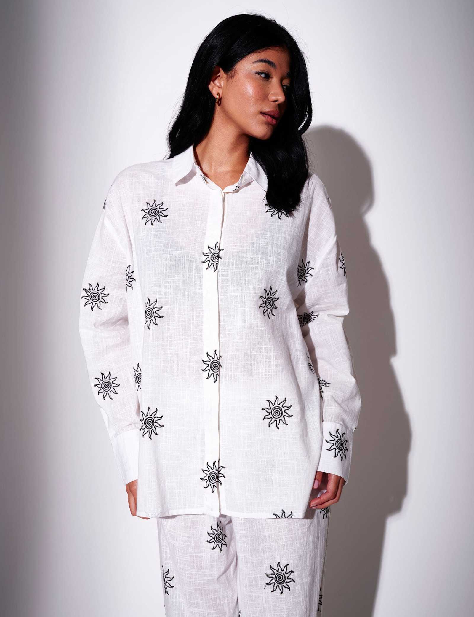 Pure Cotton Embroidered Relaxed Beach Shirt - image 4