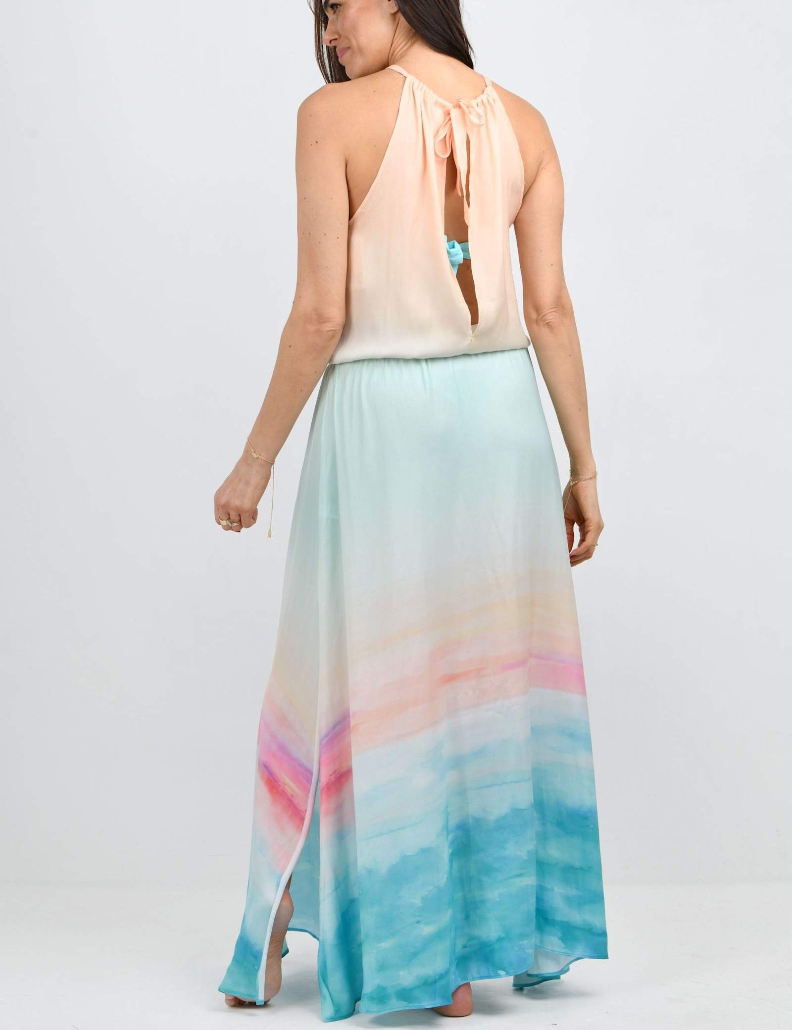 Printed Halter Neck Maxi Beach Dress - image 5