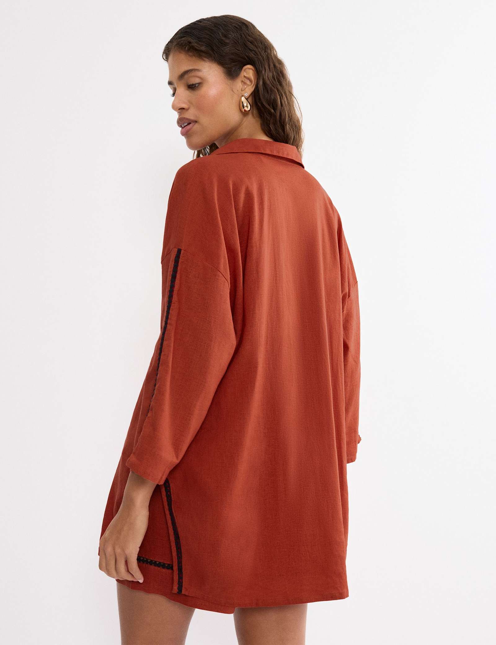 Summer Wear Linen Rich Beach Cover Up Shirt - image 3