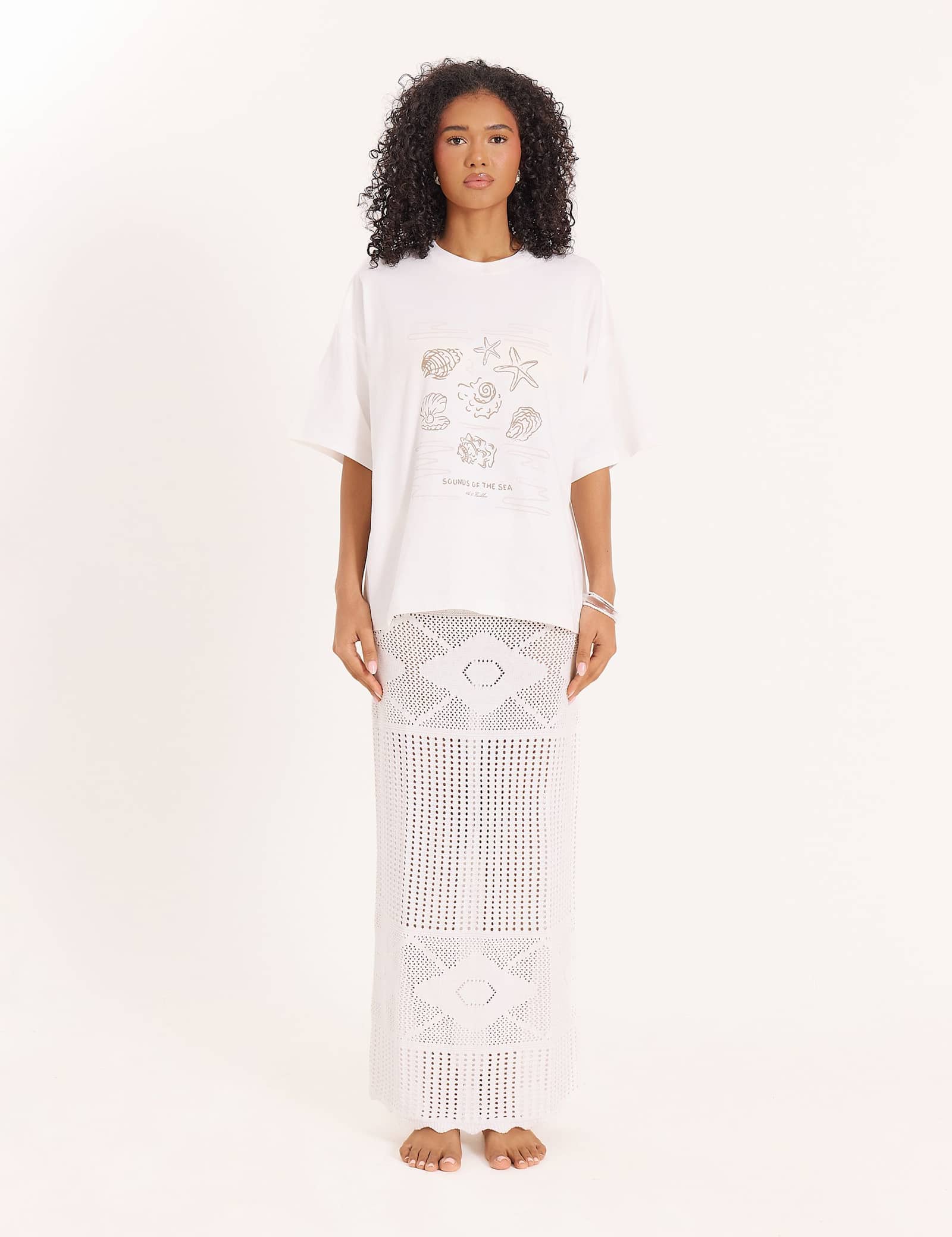 Pure Cotton Shell Print Relaxed T-Shirt - image 1