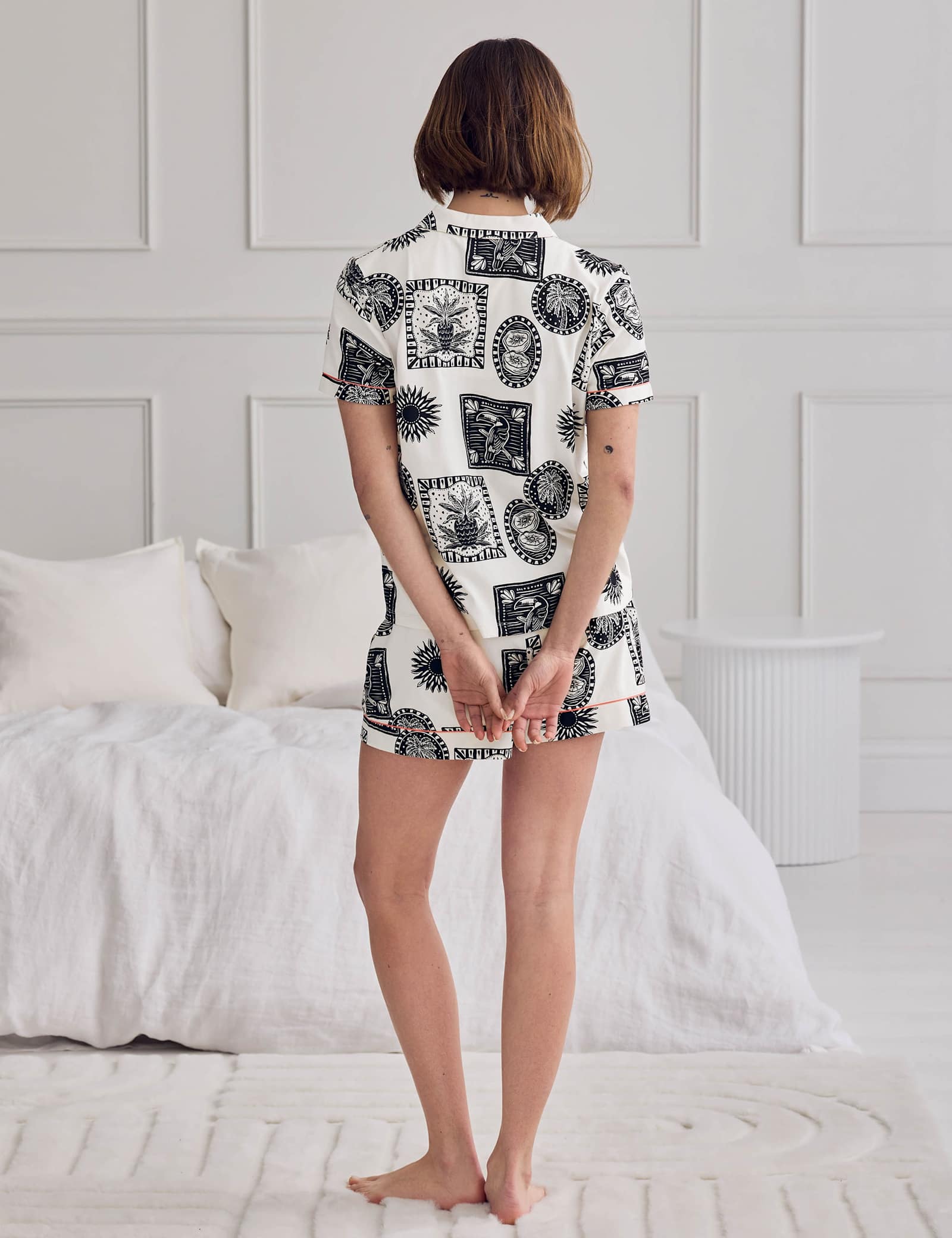 Cotton Rich Tropical Print Revere Shorts Pyjama Set - image 2