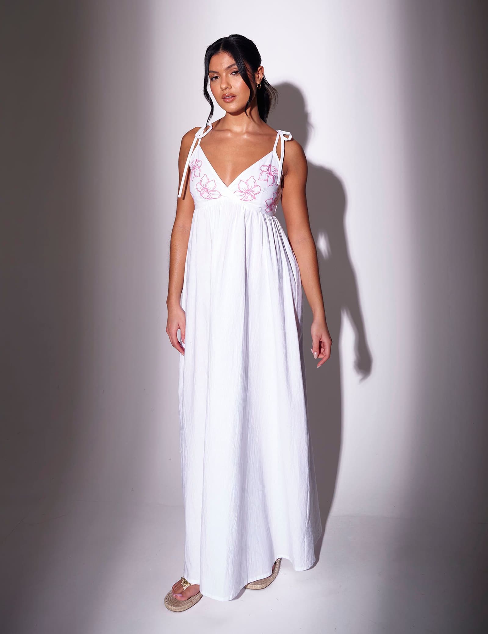 Pure Cotton Embroidered V-Neck Maxi Dress - image 1