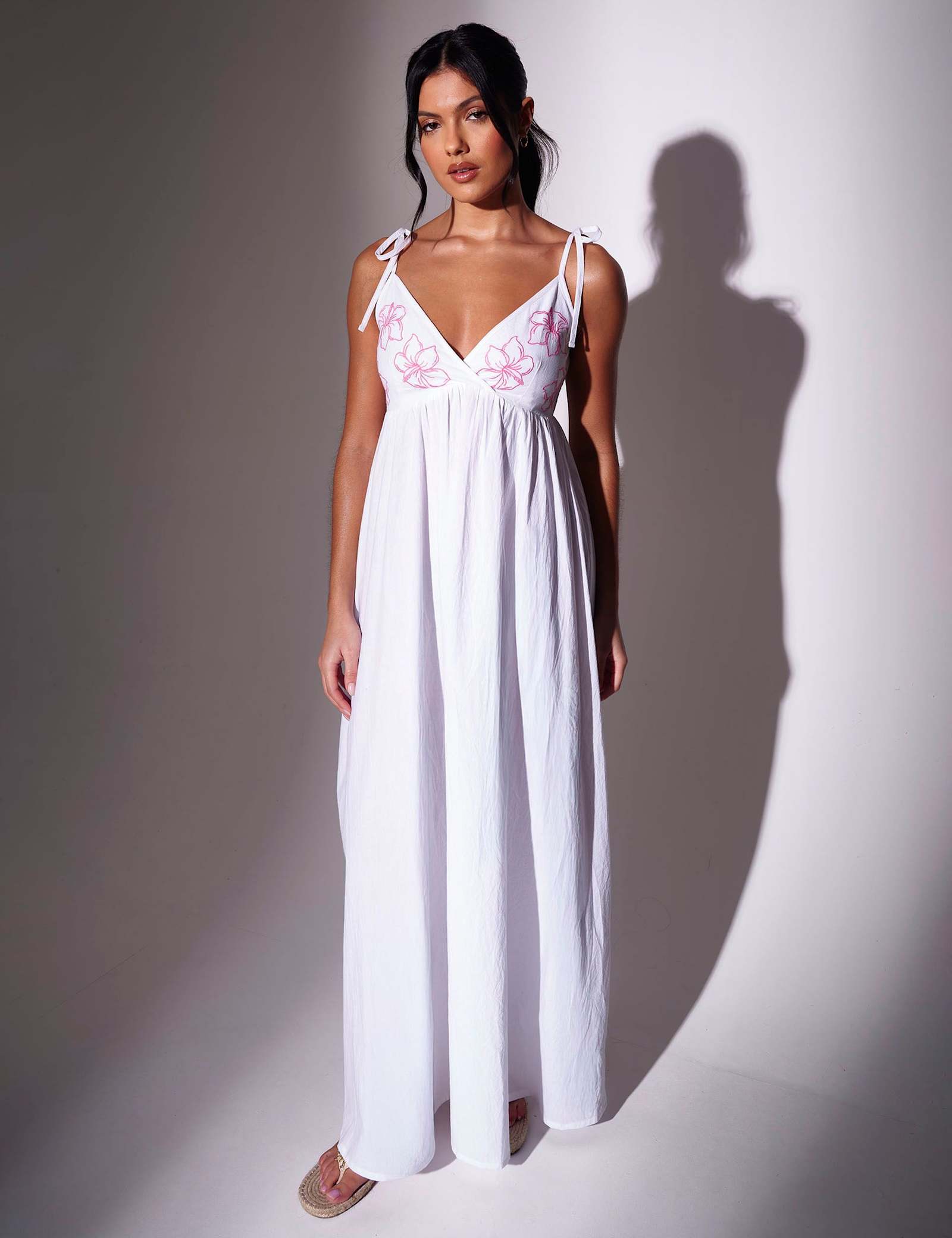 Pure Cotton Embroidered V-Neck Maxi Dress - image 3