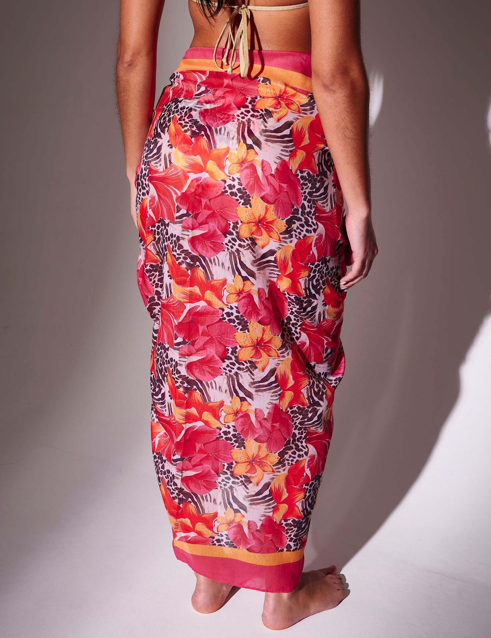 Leopard Print Floral Midaxi Sarong - image 2
