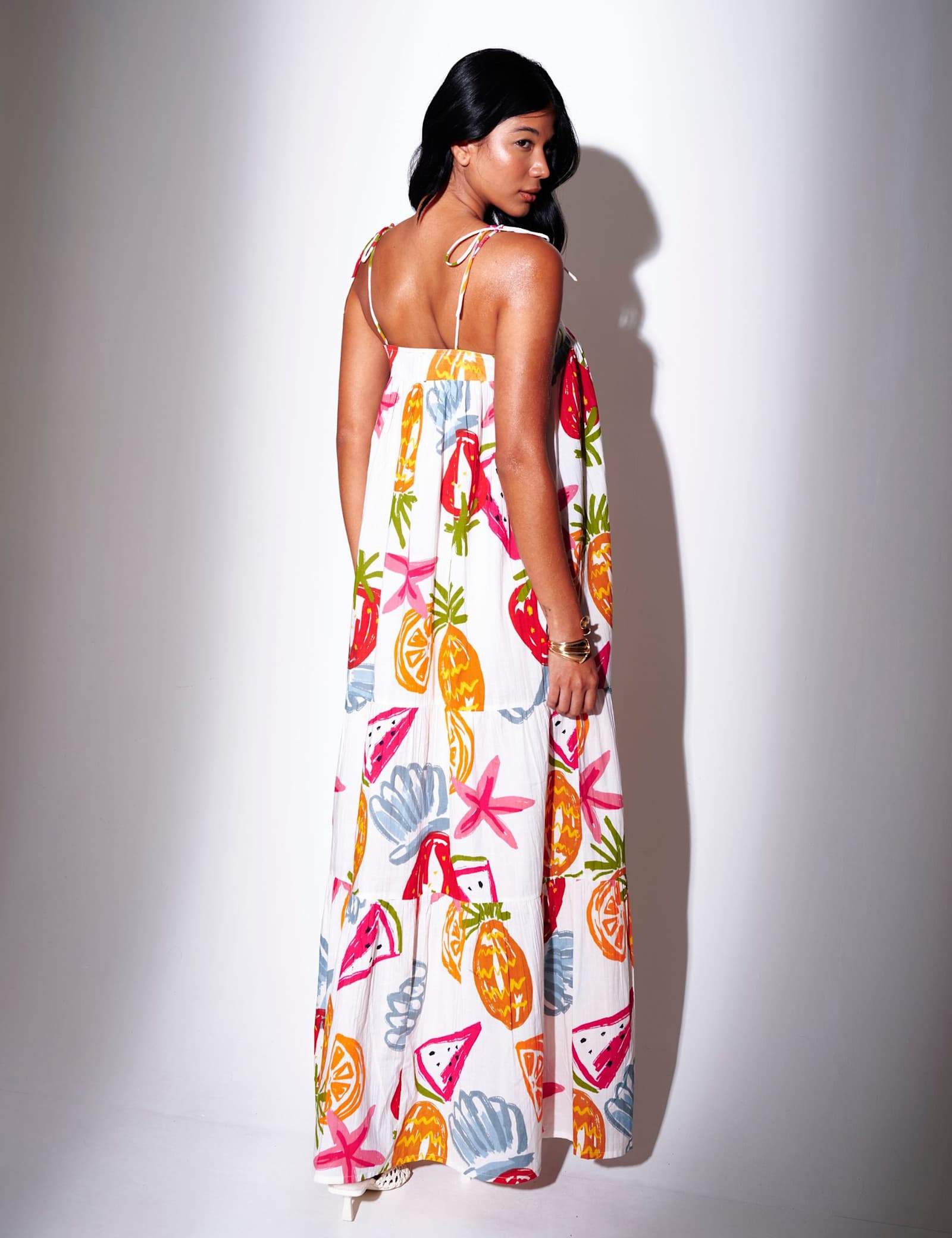Pure Cotton Printed Strappy Maxi Dress - image 4