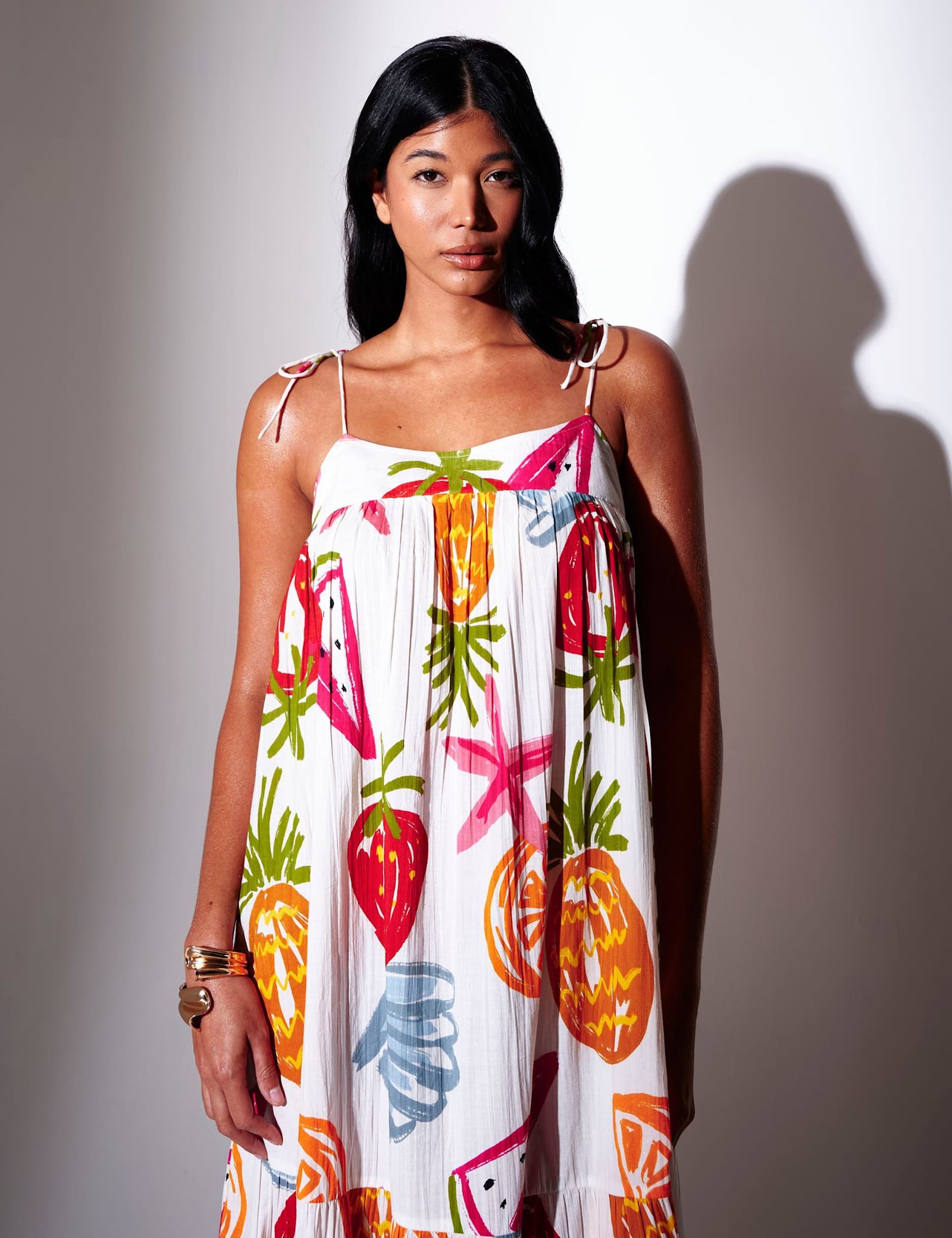 Pure Cotton Printed Strappy Maxi Dress - image 3