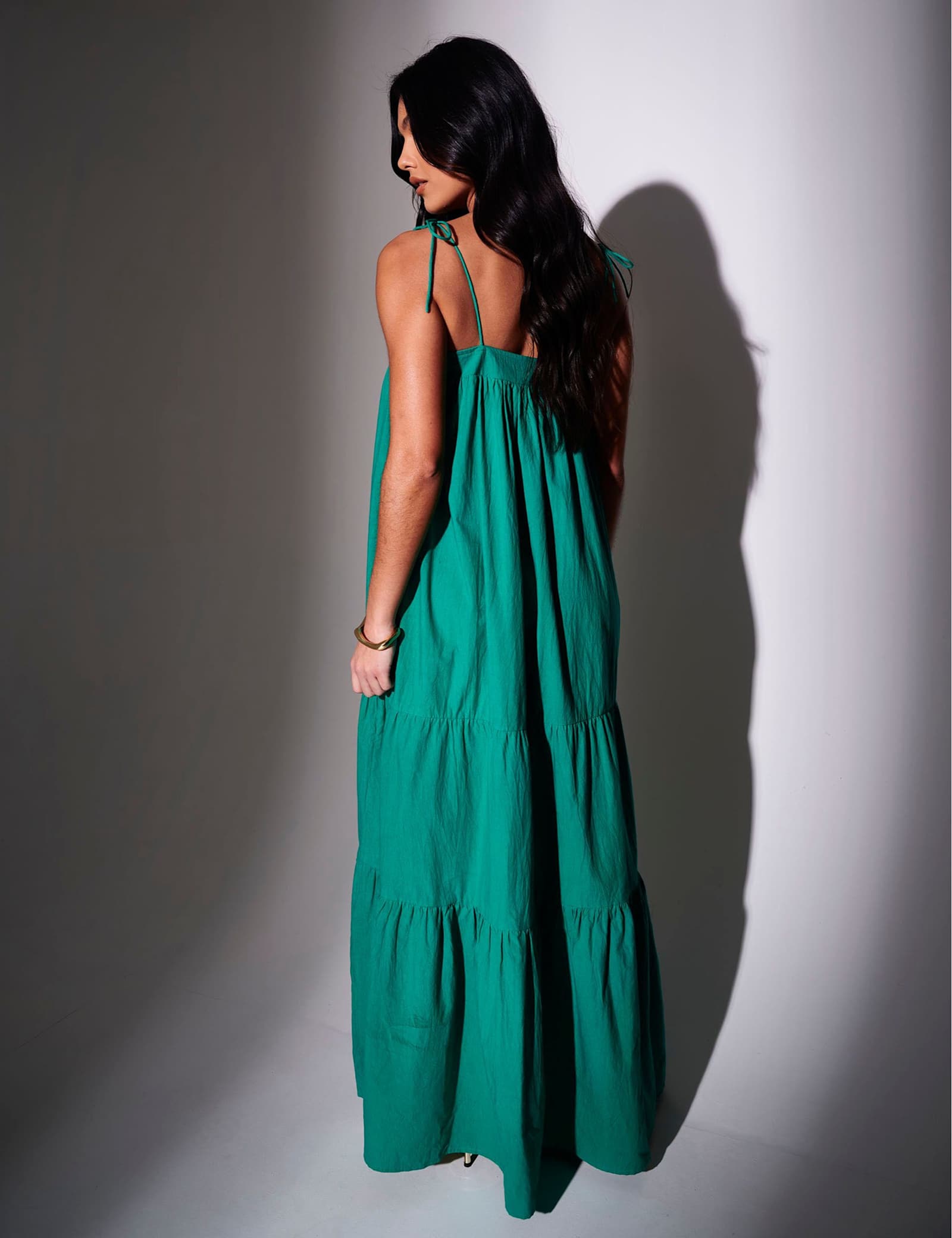 Pure Cotton Square Neck Maxi Tiered Dress - image 4
