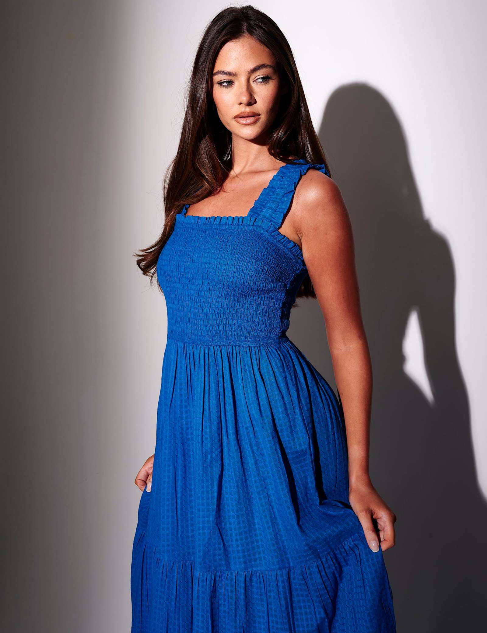 Pure Cotton Square Neck Tiered Maxi Dress - image 3