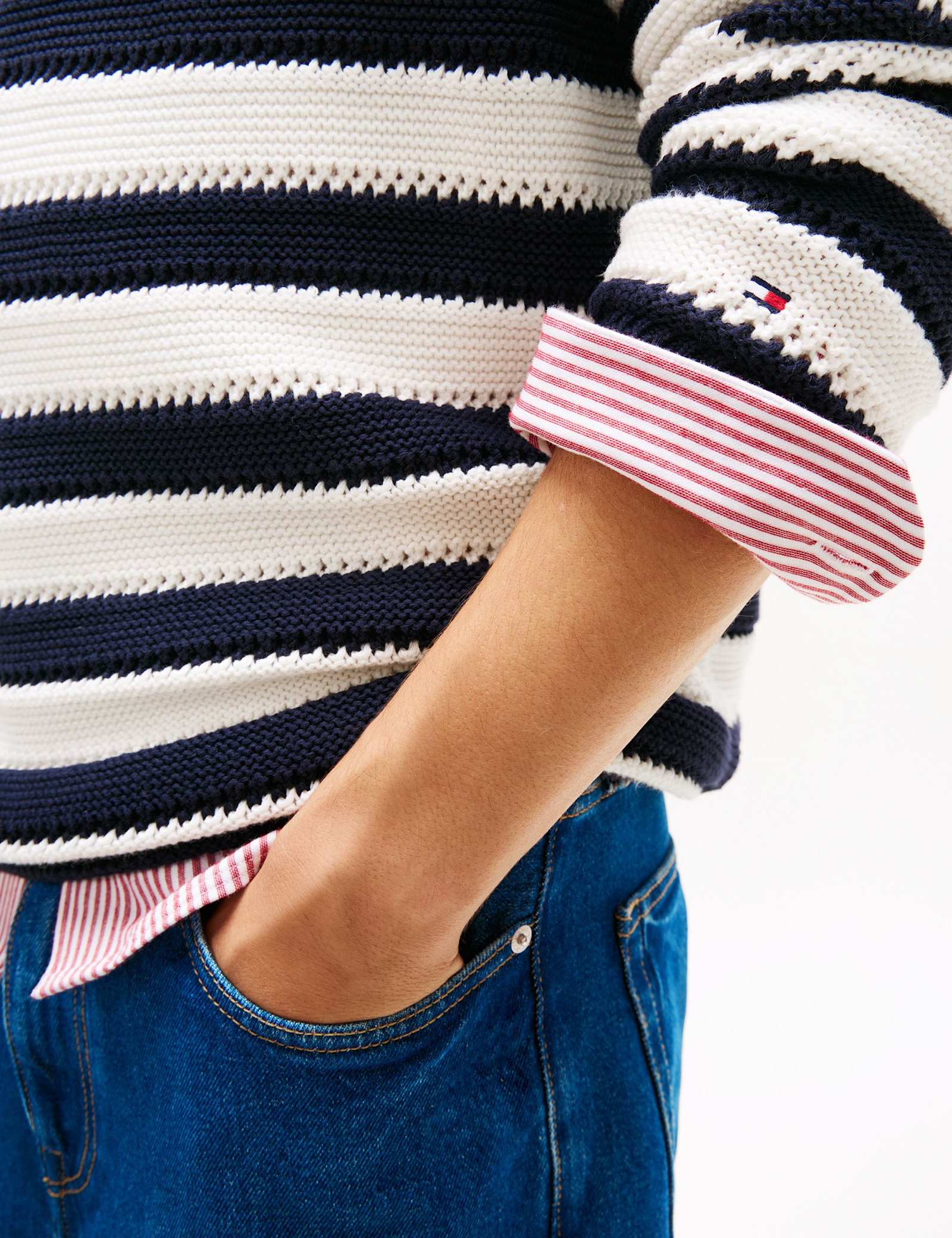 Pure Cotton Striped Crew Neck Jumper - image 3