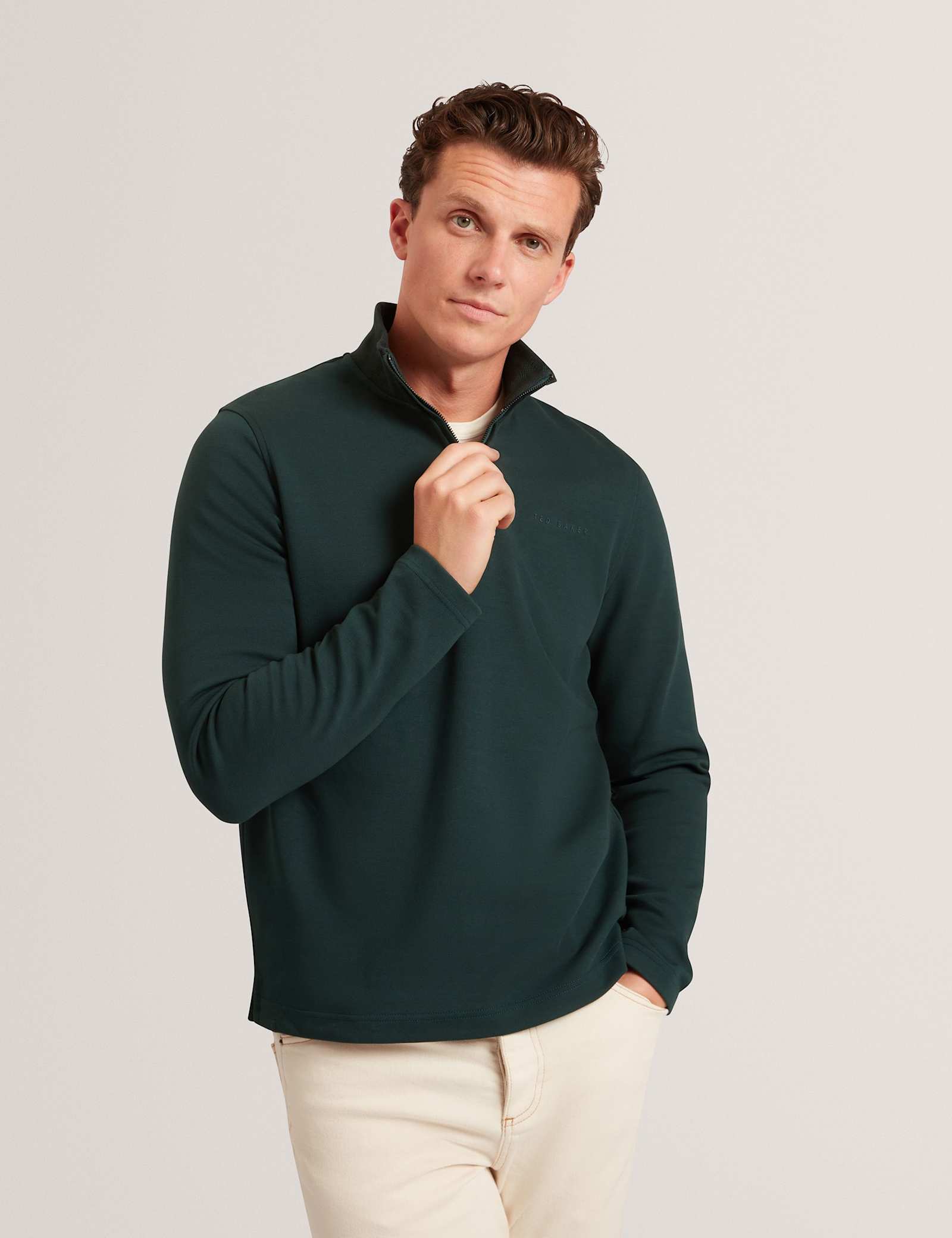 Cotton Rich Honeycomb Trim Half Zip Sweatshirt - image 4