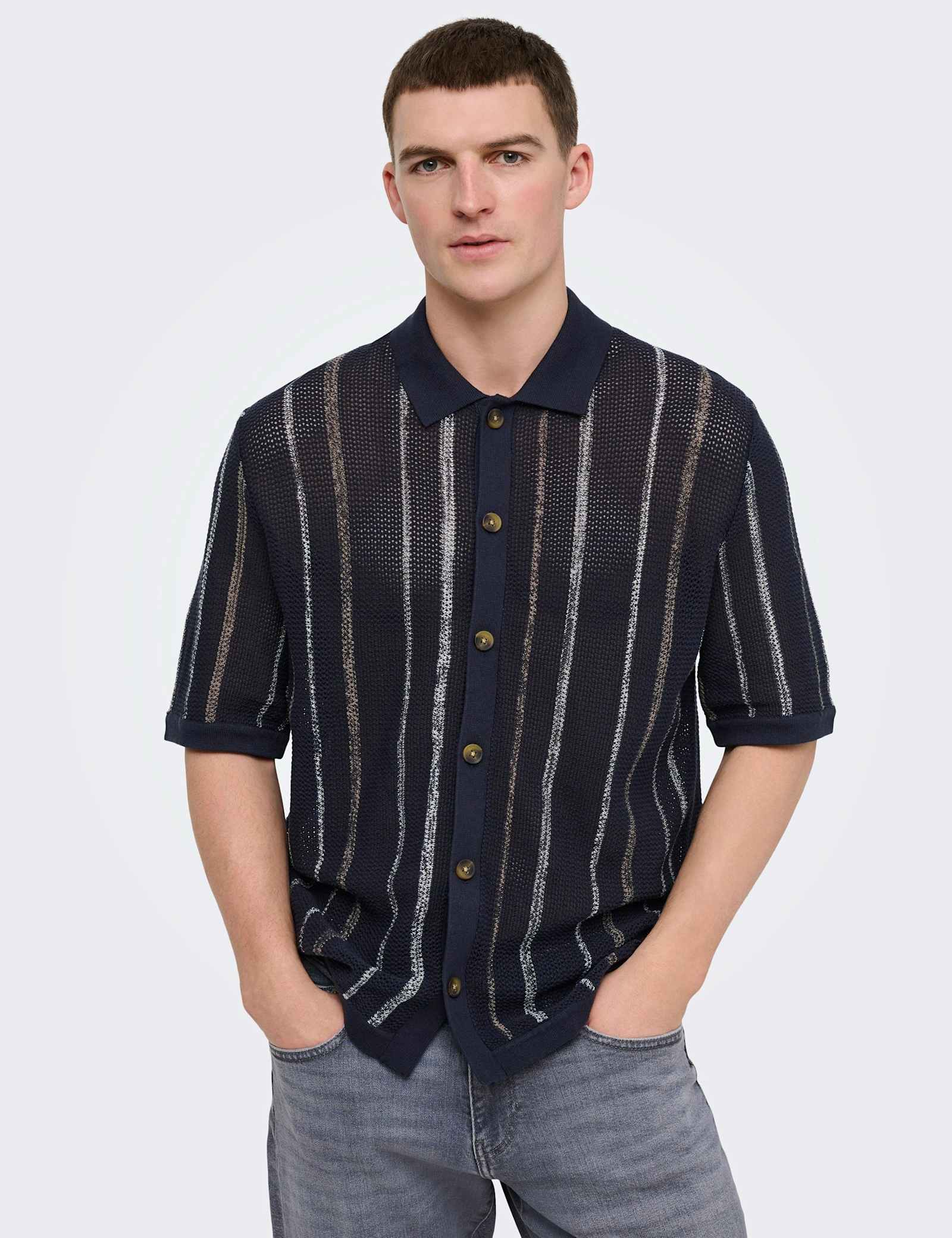 Pure Cotton Striped Knitted Shirt - image 1