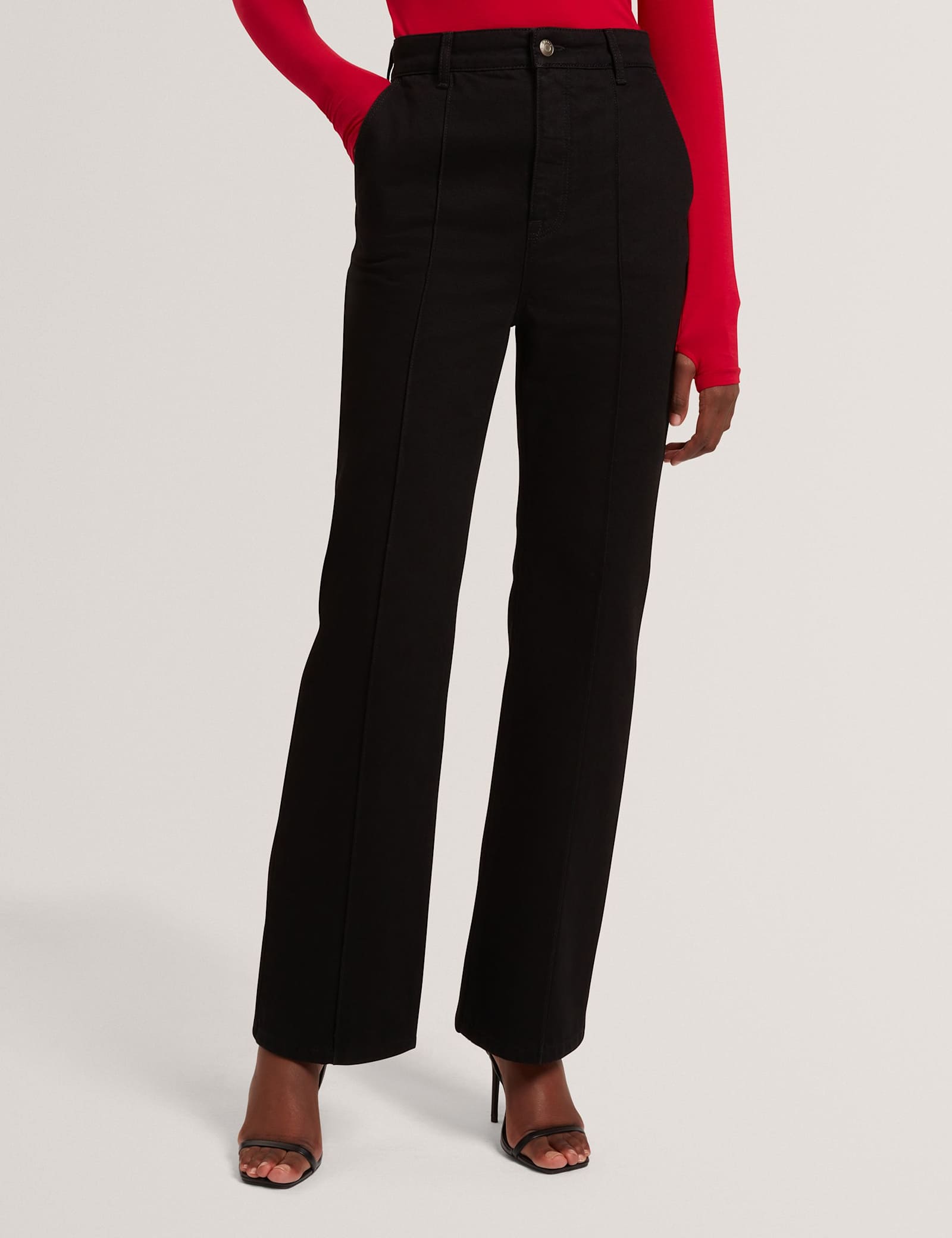 High Waisted Pintuck Flared Jeans - image 4