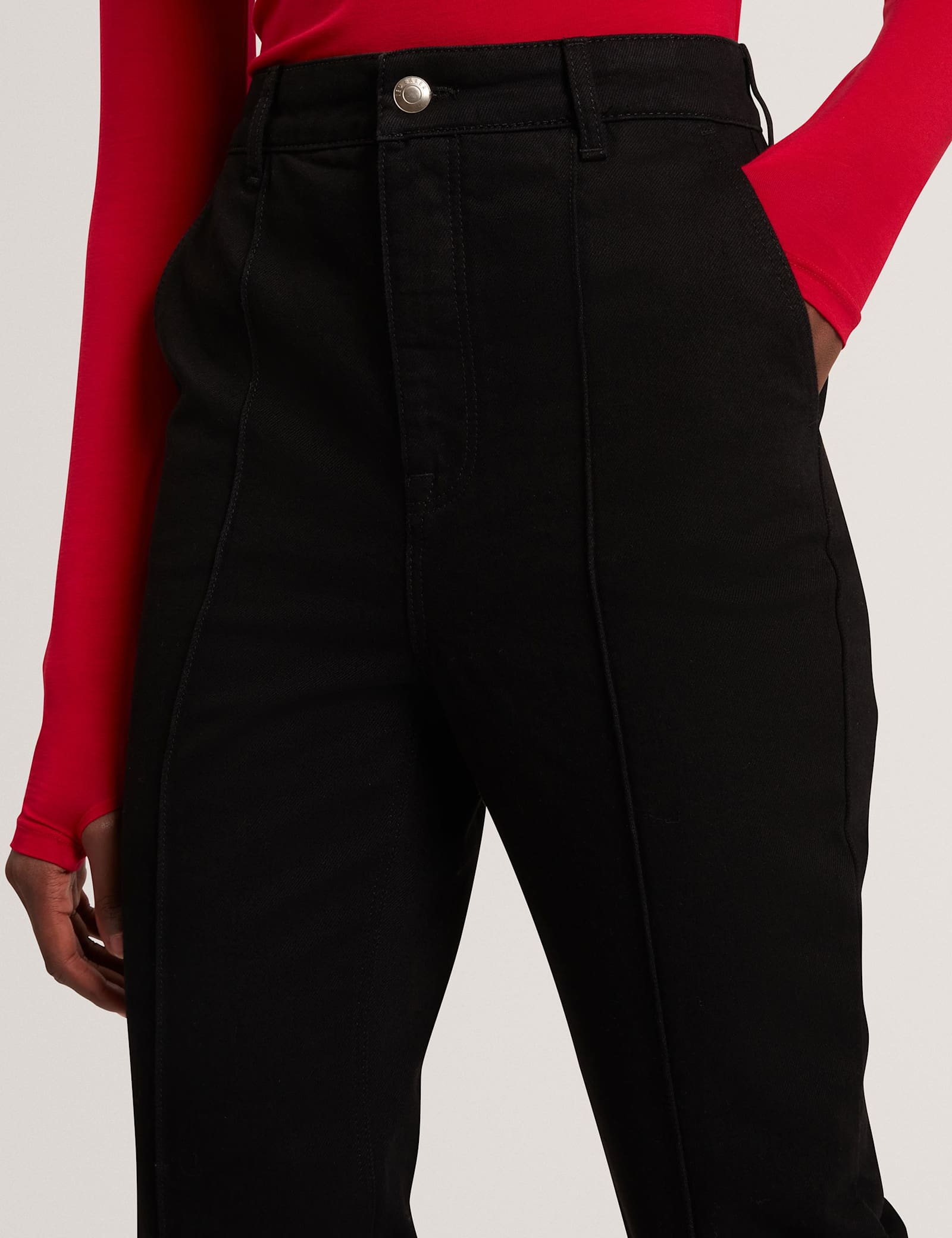 High Waisted Pintuck Flared Jeans - image 3