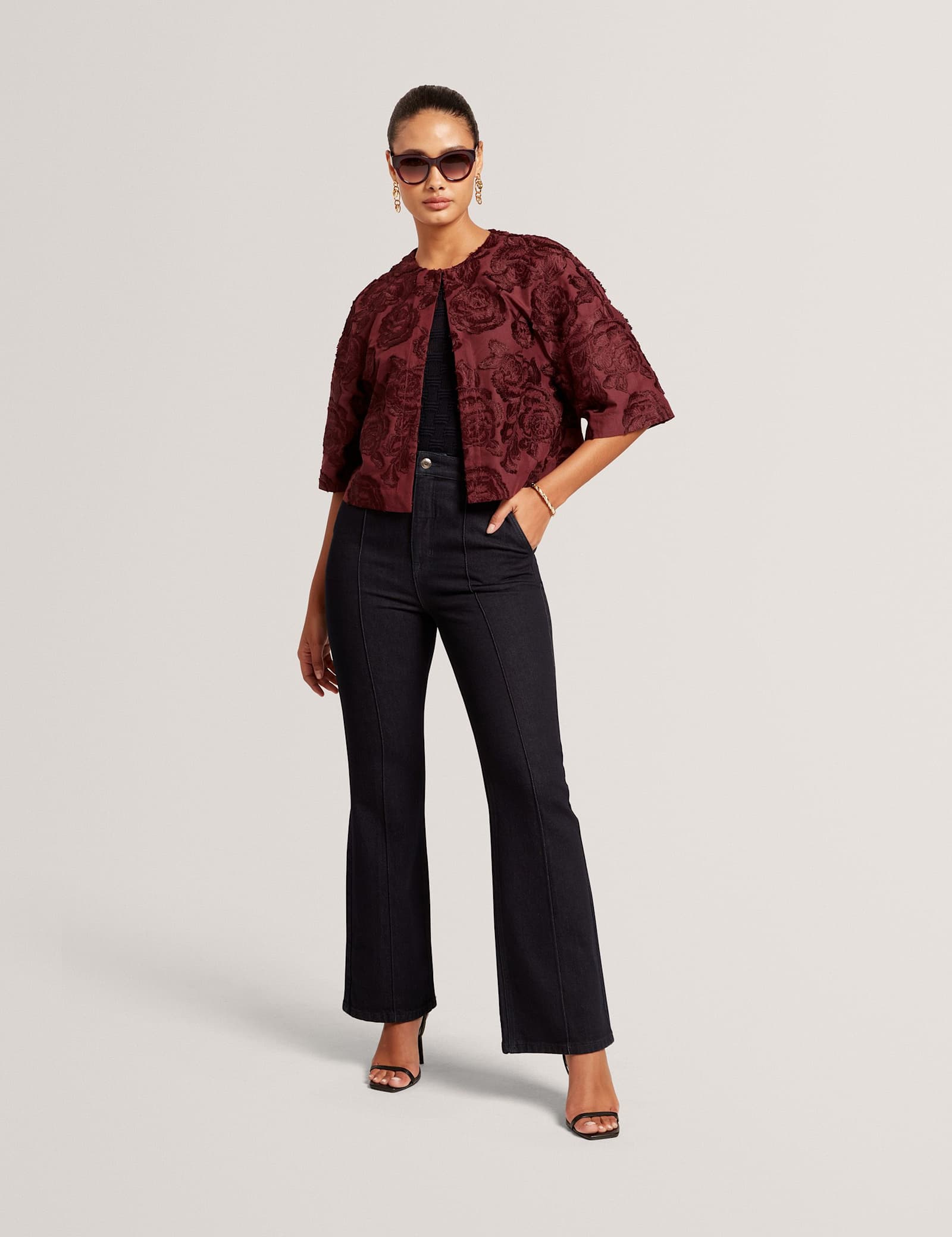 High Waisted Pintuck Flared Jeans - image 5
