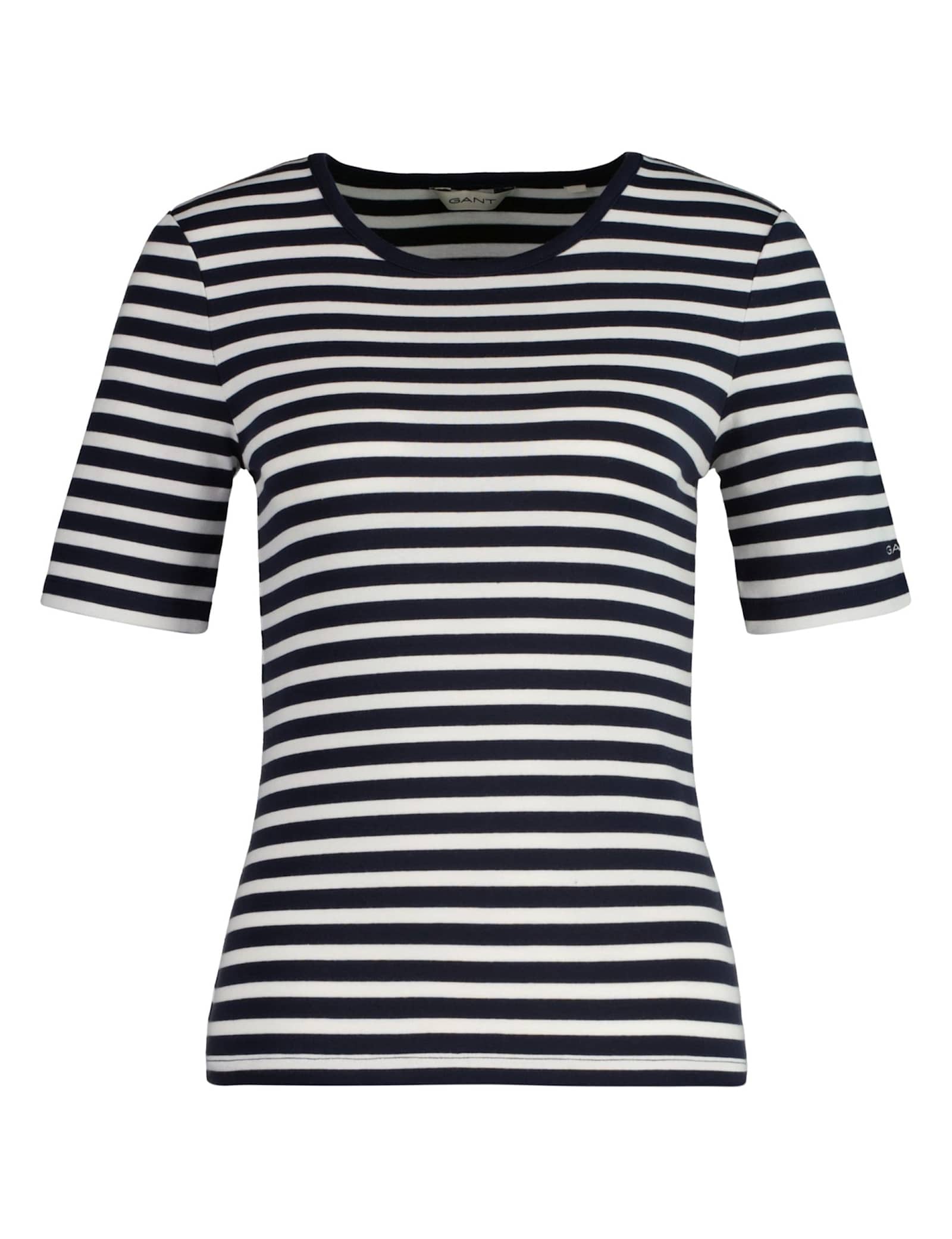 Cotton Rich Striped Ribbed Crew Neck T-Shirt - image 1