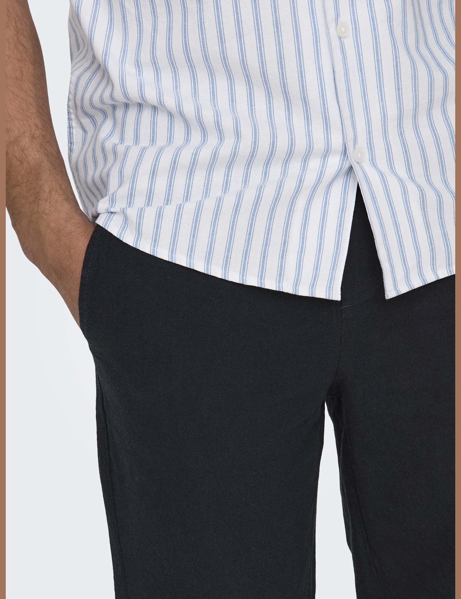 Loose Fit Lightweight Trousers with Linen - image 2