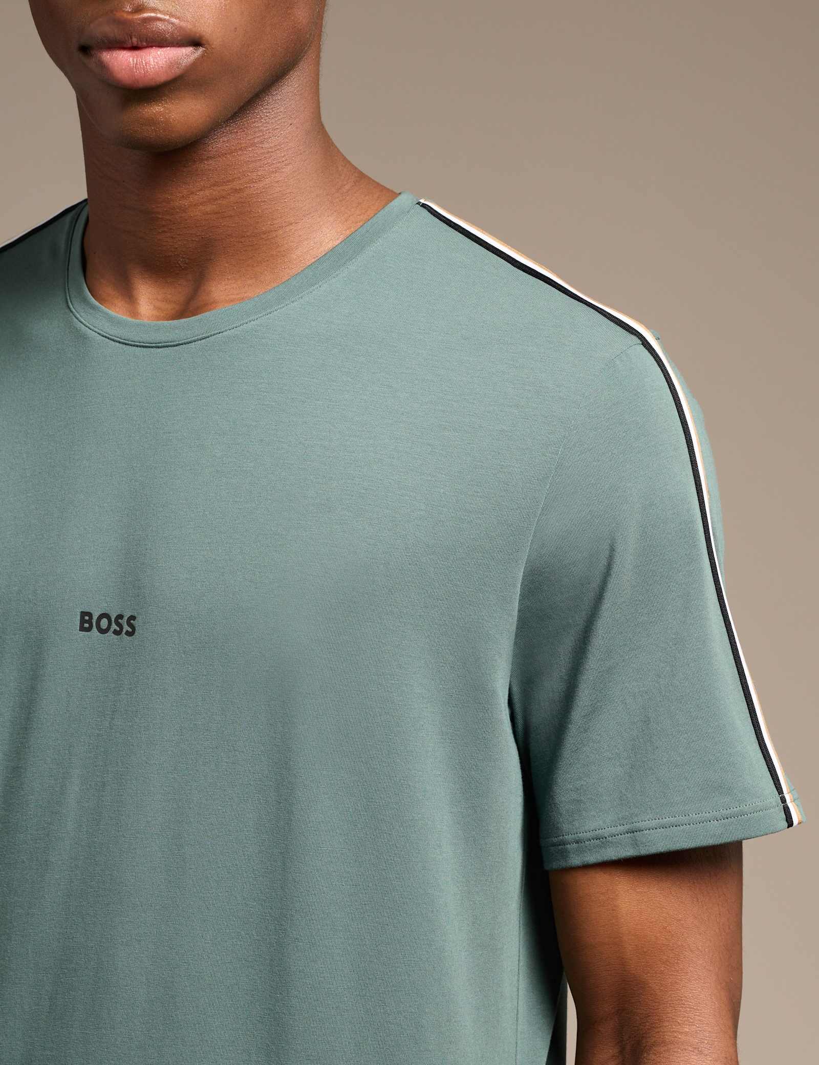 Cotton Rich Striped Trim Logo T-Shirt - image 4