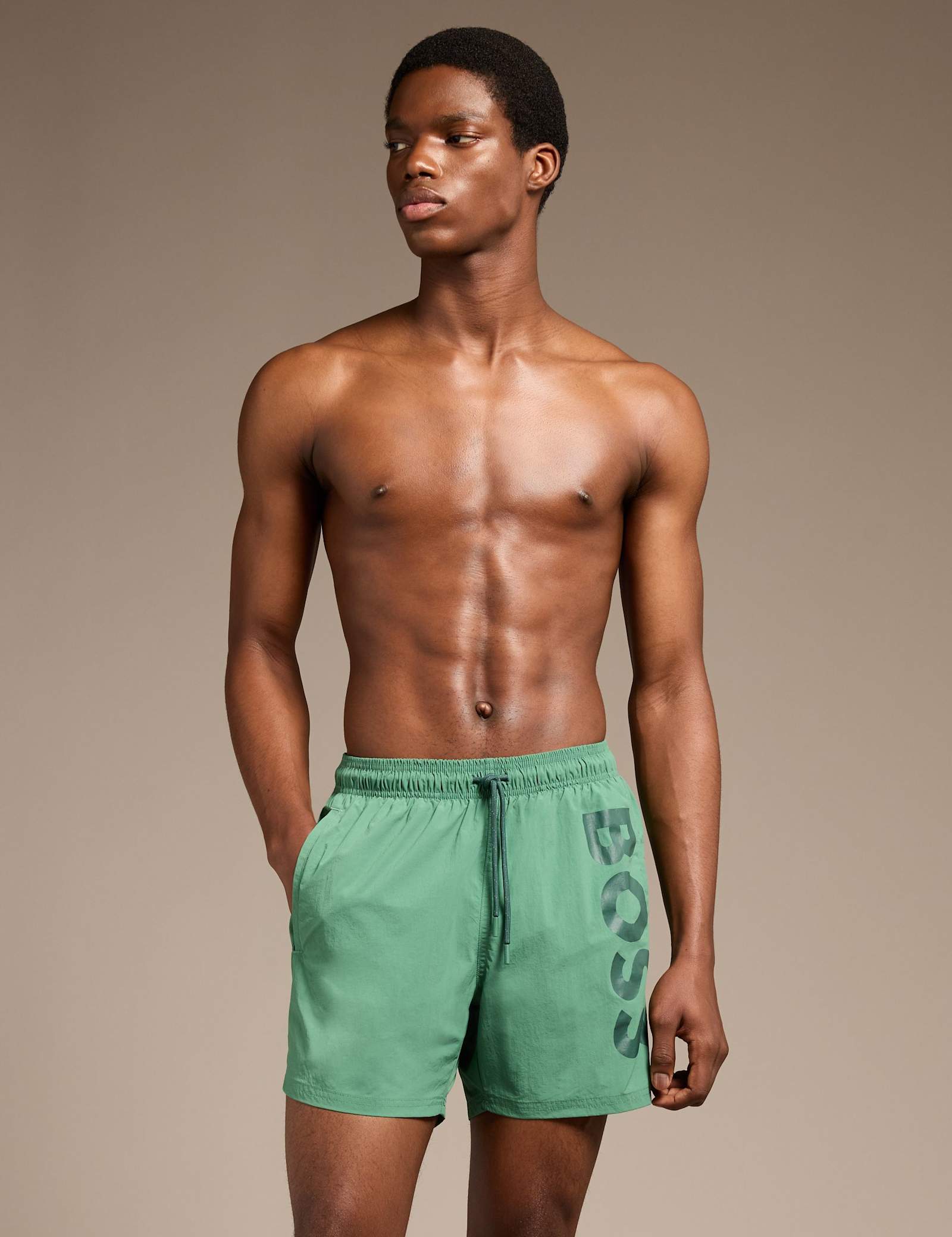 Quick Dry Pocketed Logo Graphic Swim Shorts - image 2