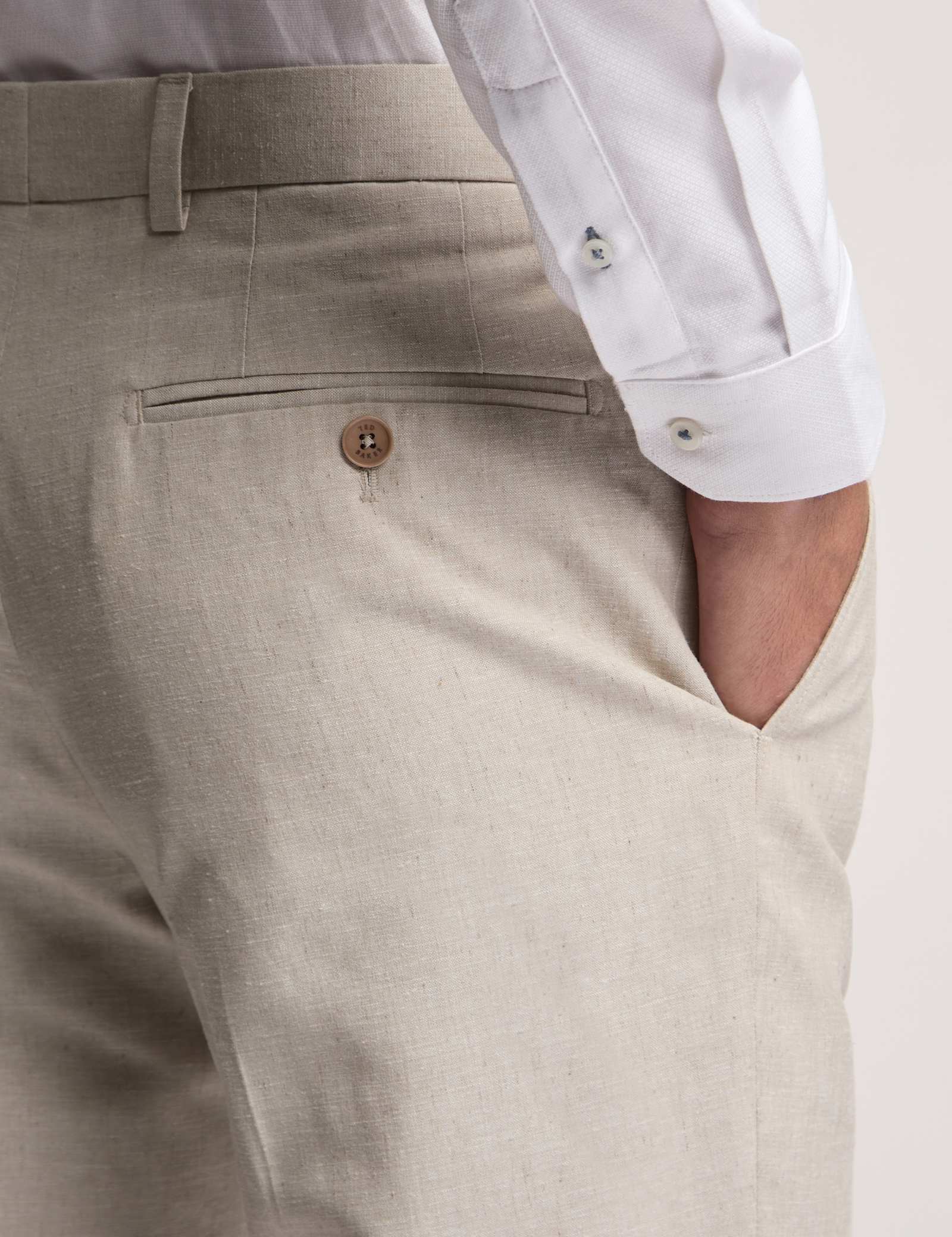 Slim Fit Linen Blend Flat Front Trousers - image 2
