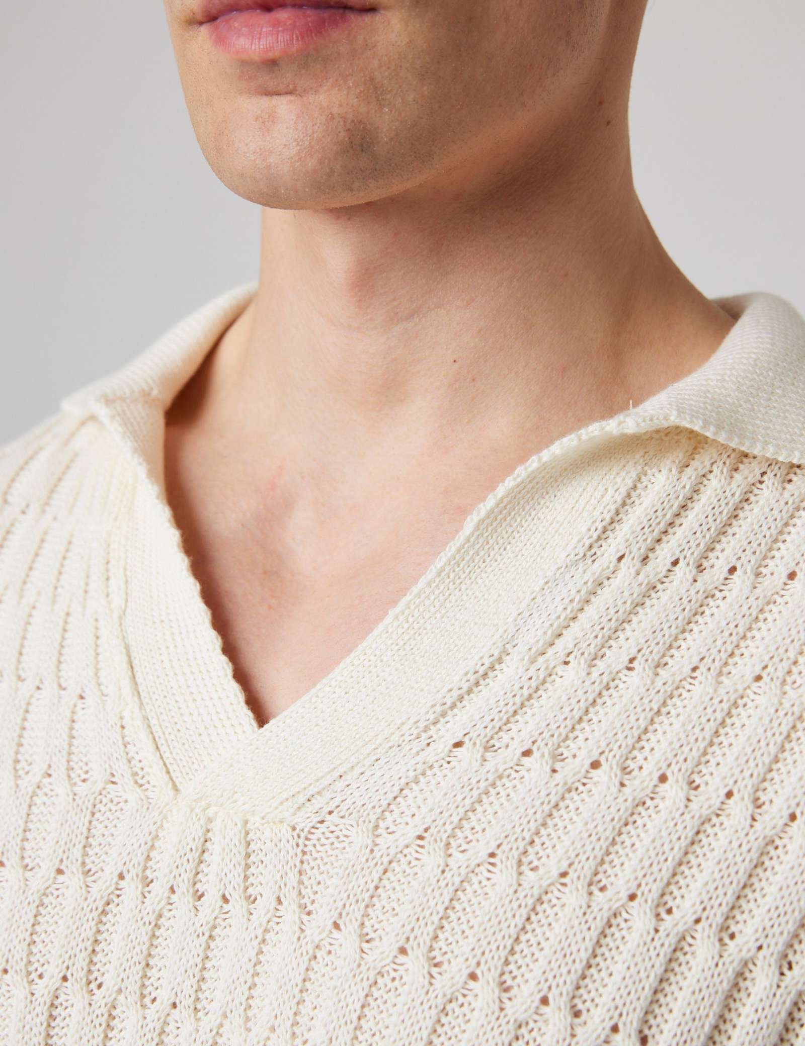 Pure Cotton Cable Knitted Polo Shirt - image 5