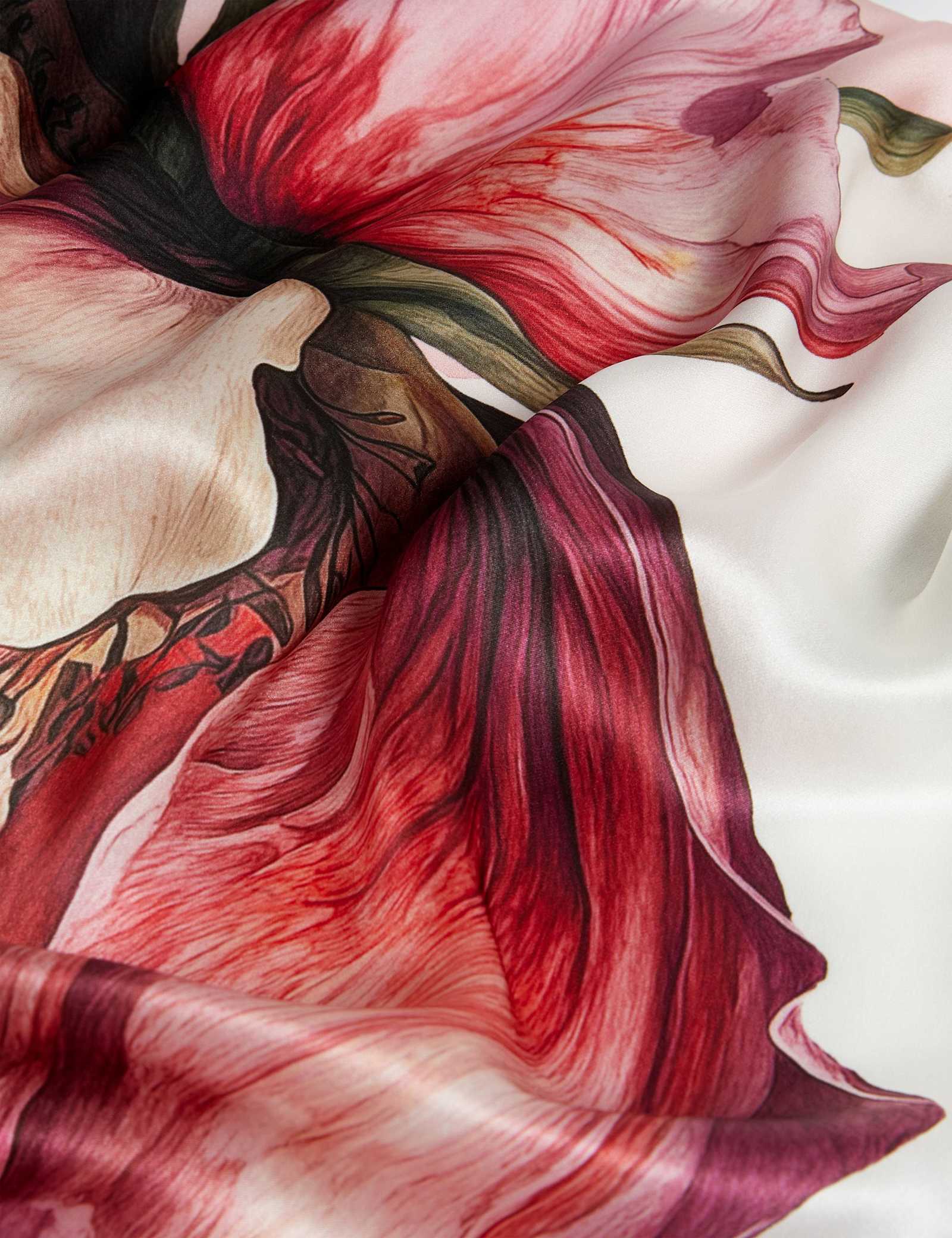 Pure Silk Woven Floral Scarf - image 3