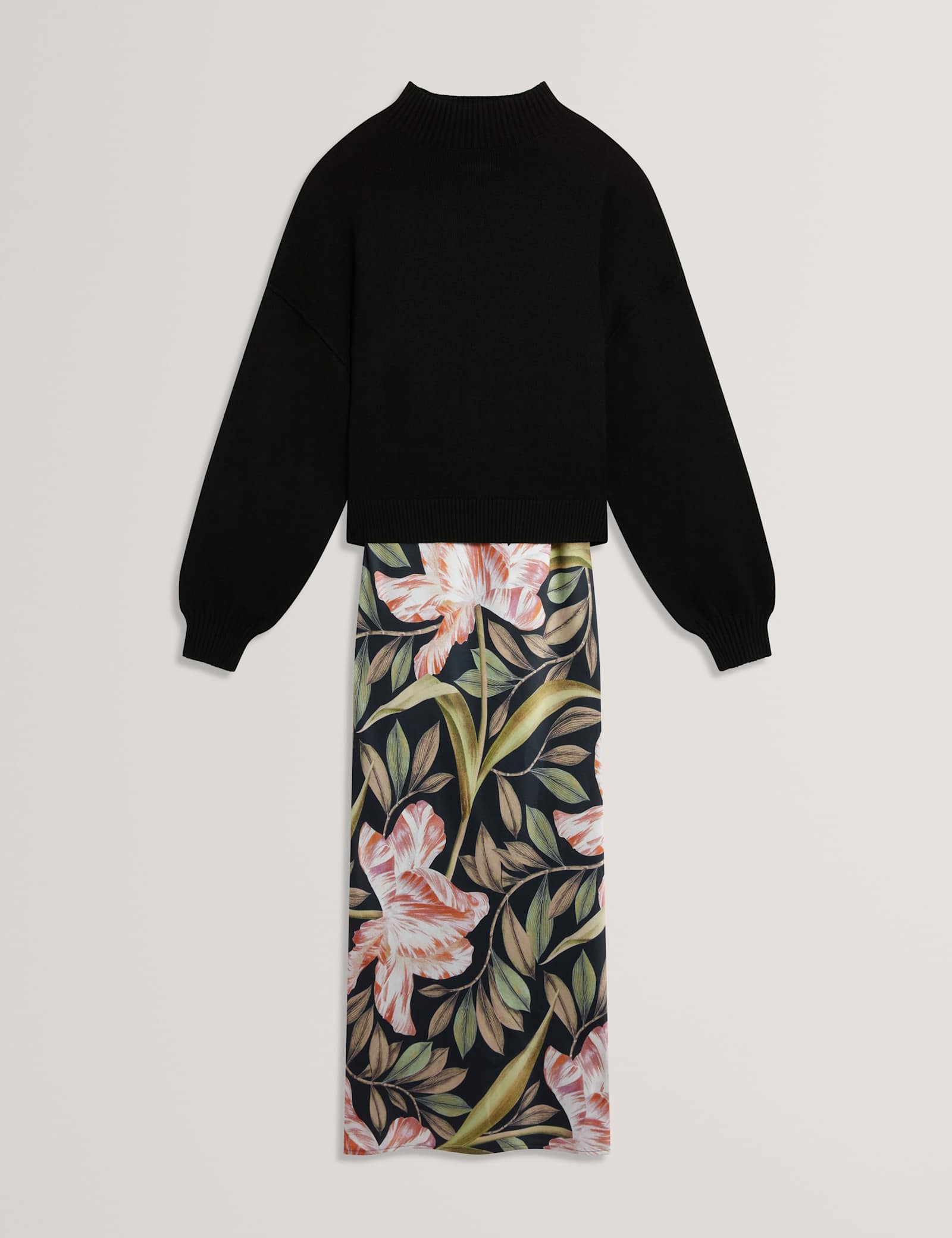 2 in 1 Jumper With Floral Print Slip Dress - image 1