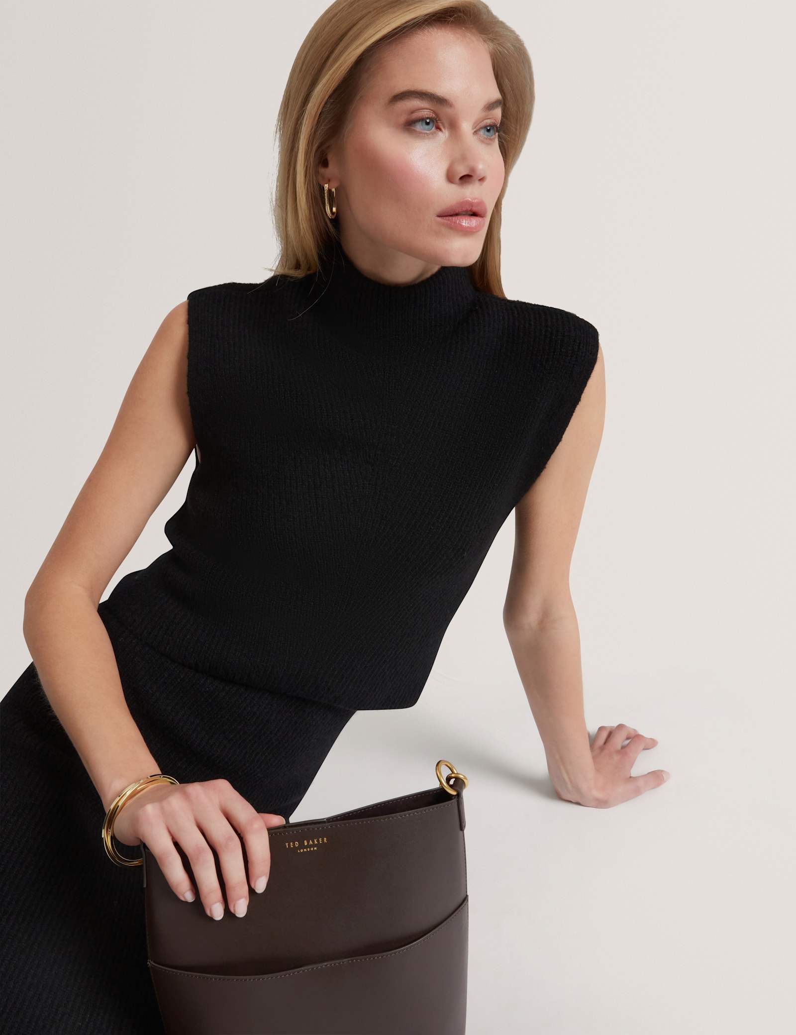 Wool Blend 2 In 1 Rib Knit Mini Dress - image 3