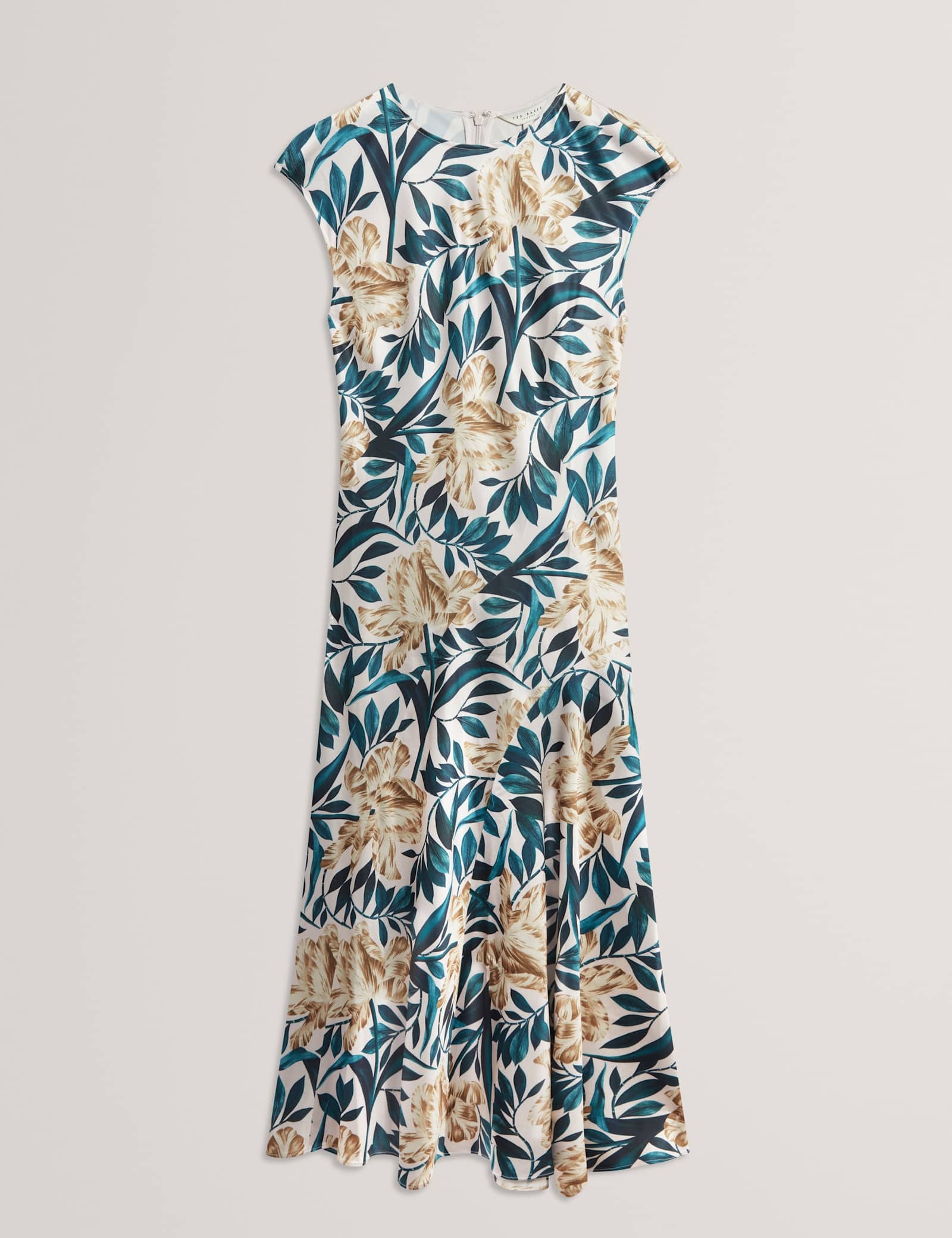 Satin Floral Midi Tea Dress - image 1