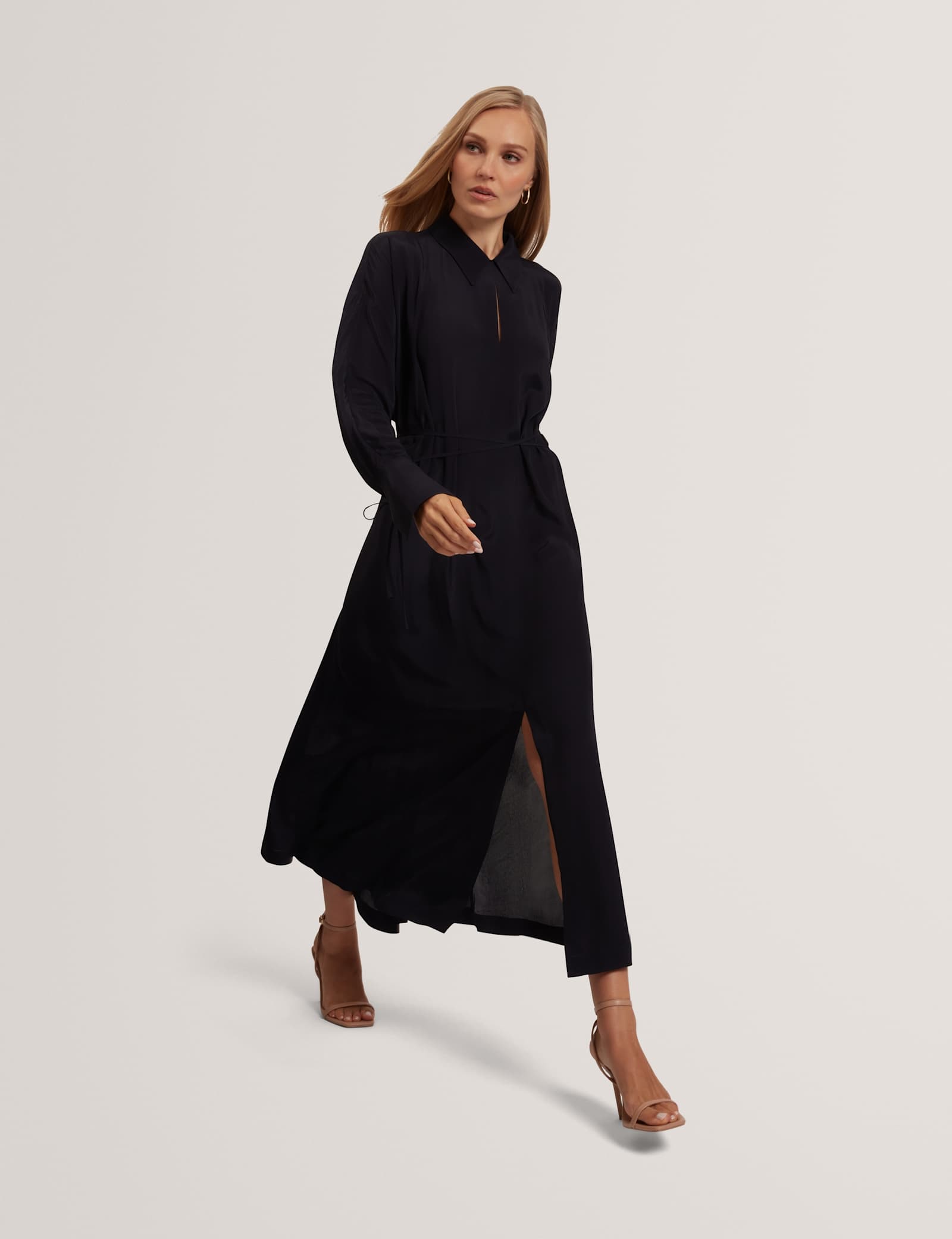 Crepe Tie Detail Midi Shirt Dress - image 4